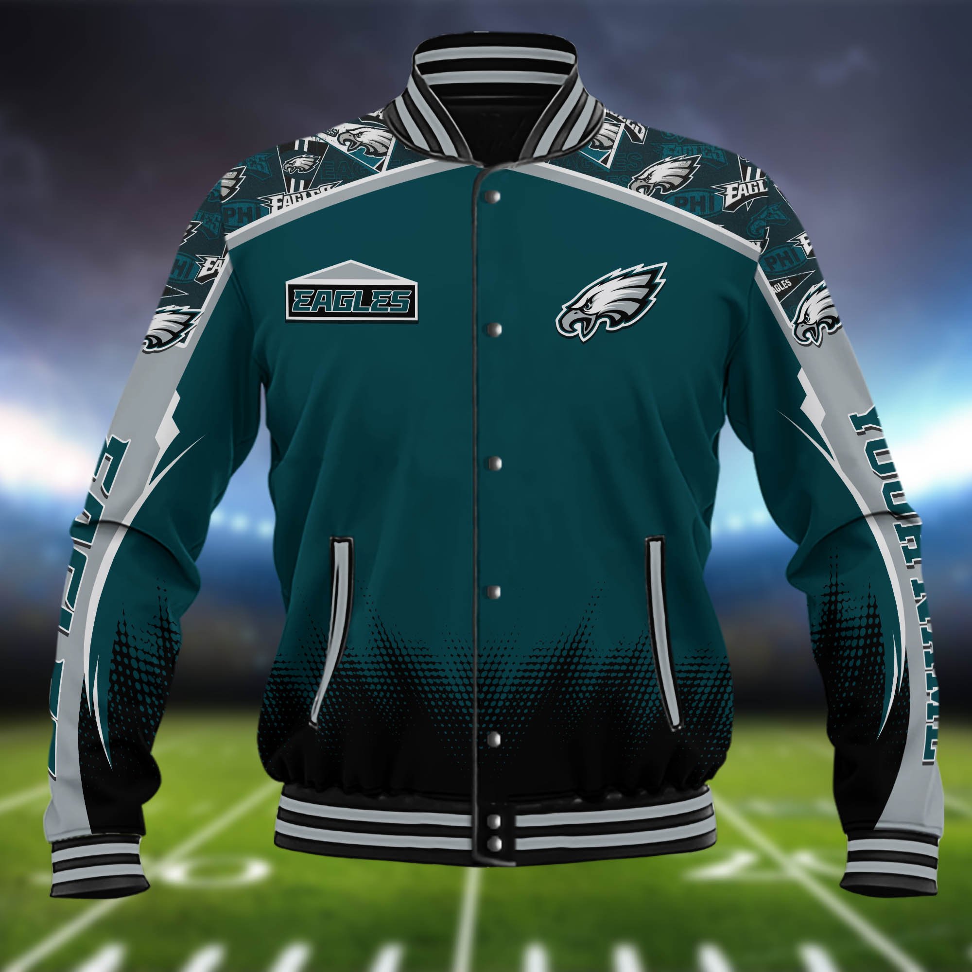 Alternative view of Philadelphia Eagles Baseball Jacket Custom Name, Sport Team Jacket, Sport Gifts ETHY-0115485