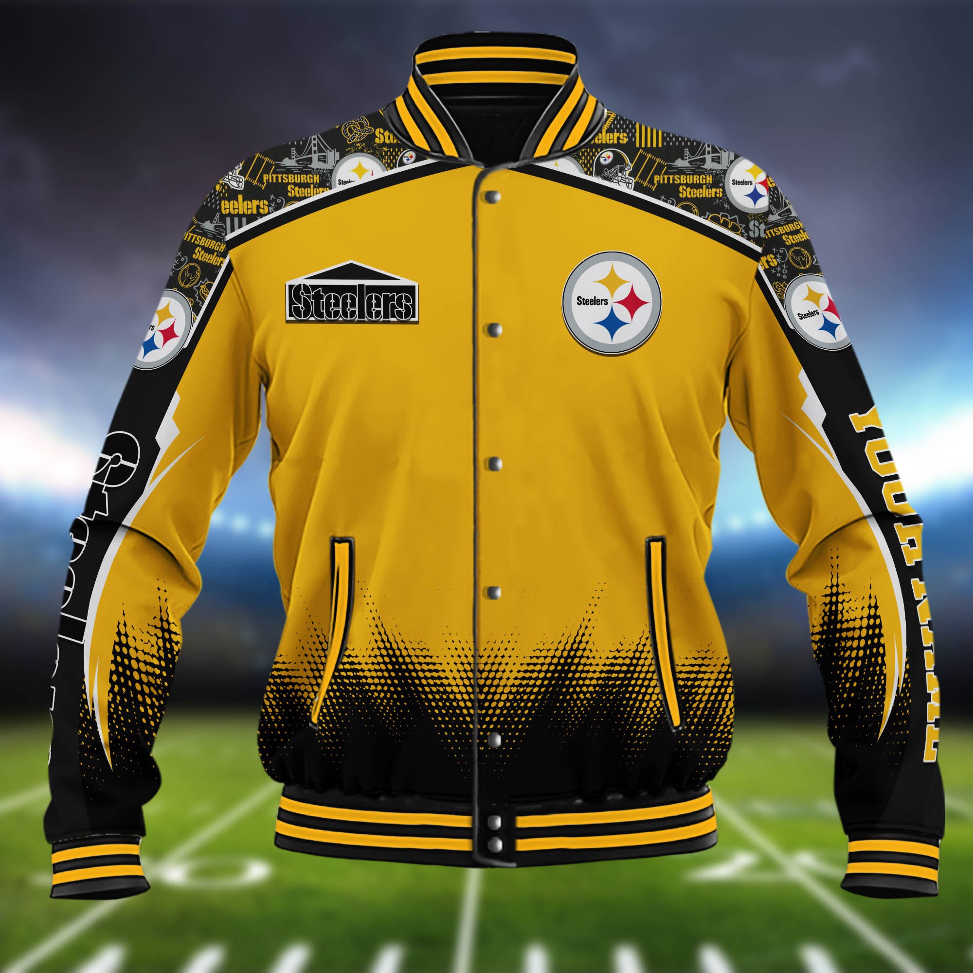 Alternative view of Pittsburgh Steelers Baseball Jacket Custom Name, Sport Team Jacket, Sport Gifts ETHY-0115485