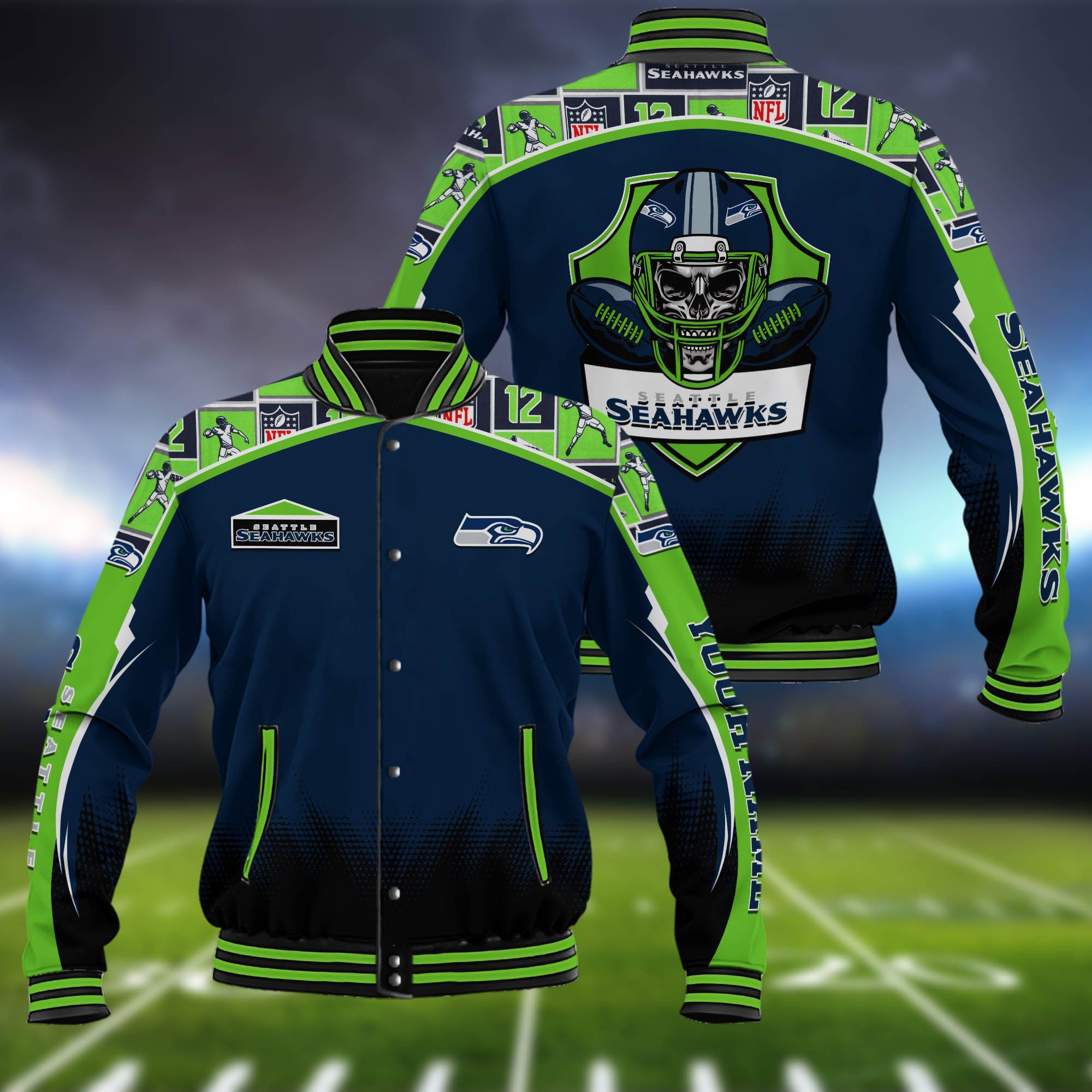 Seattle Seahawks Baseball Jacket Custom Name, Sport Team Jacket, Sport Gifts ETHY-0115485