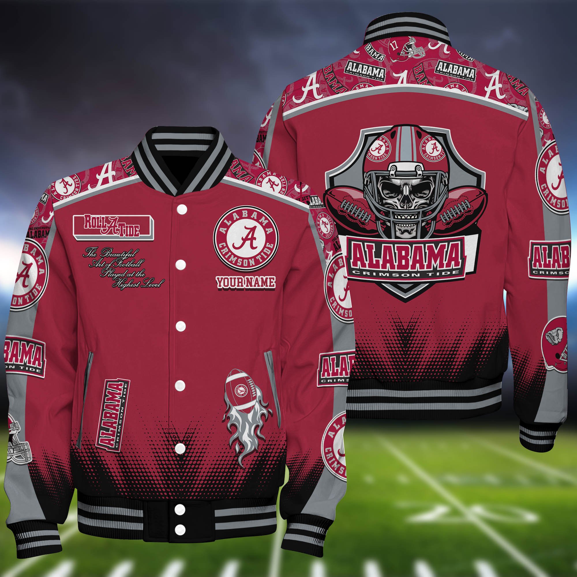 Alabama Crimson Tide Baseball Jacket Personalized Your Name, Jackets For Sport Fans ETHY-0115486A