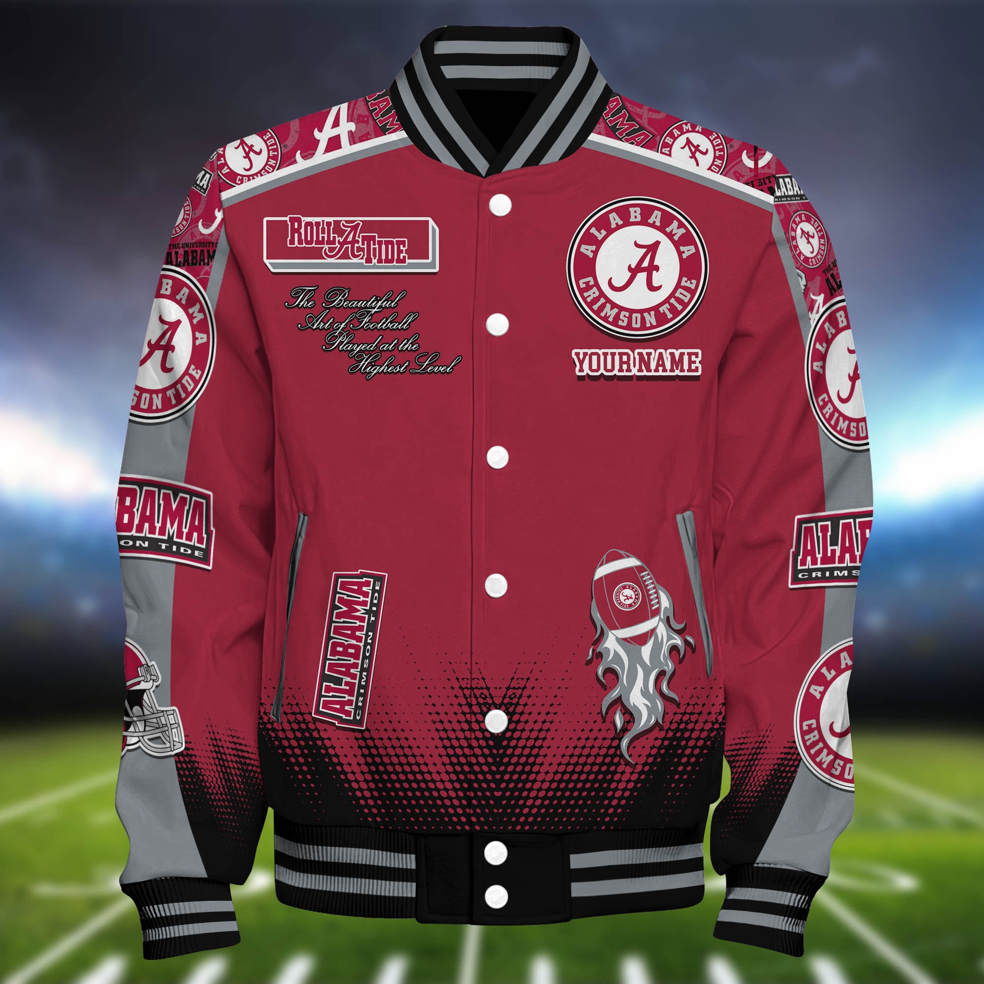 Alternative view of Alabama Crimson Tide Baseball Jacket Personalized Your Name, Jackets For Sport Fans ETHY-0115486A