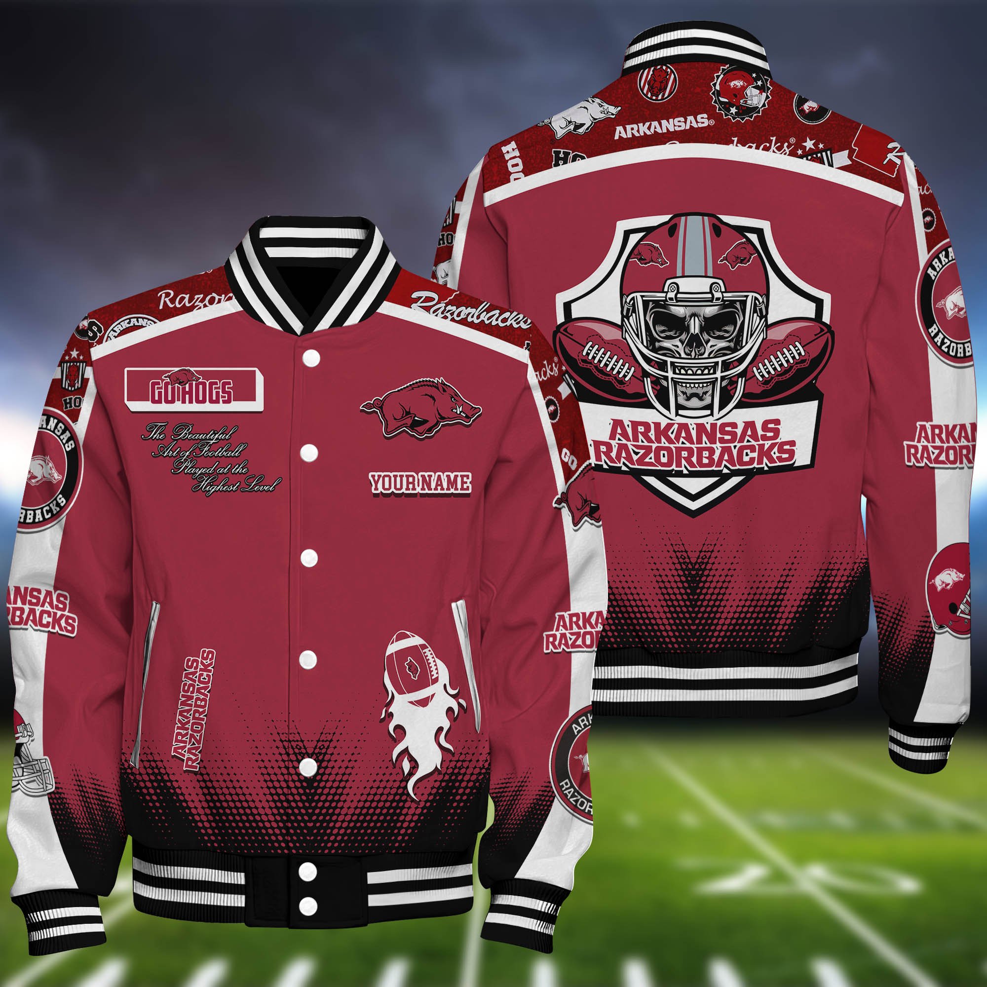 Arkansas Razorbacks Baseball Jacket Personalized Your Name, Jackets For Sport Fans ETHY-0115486A