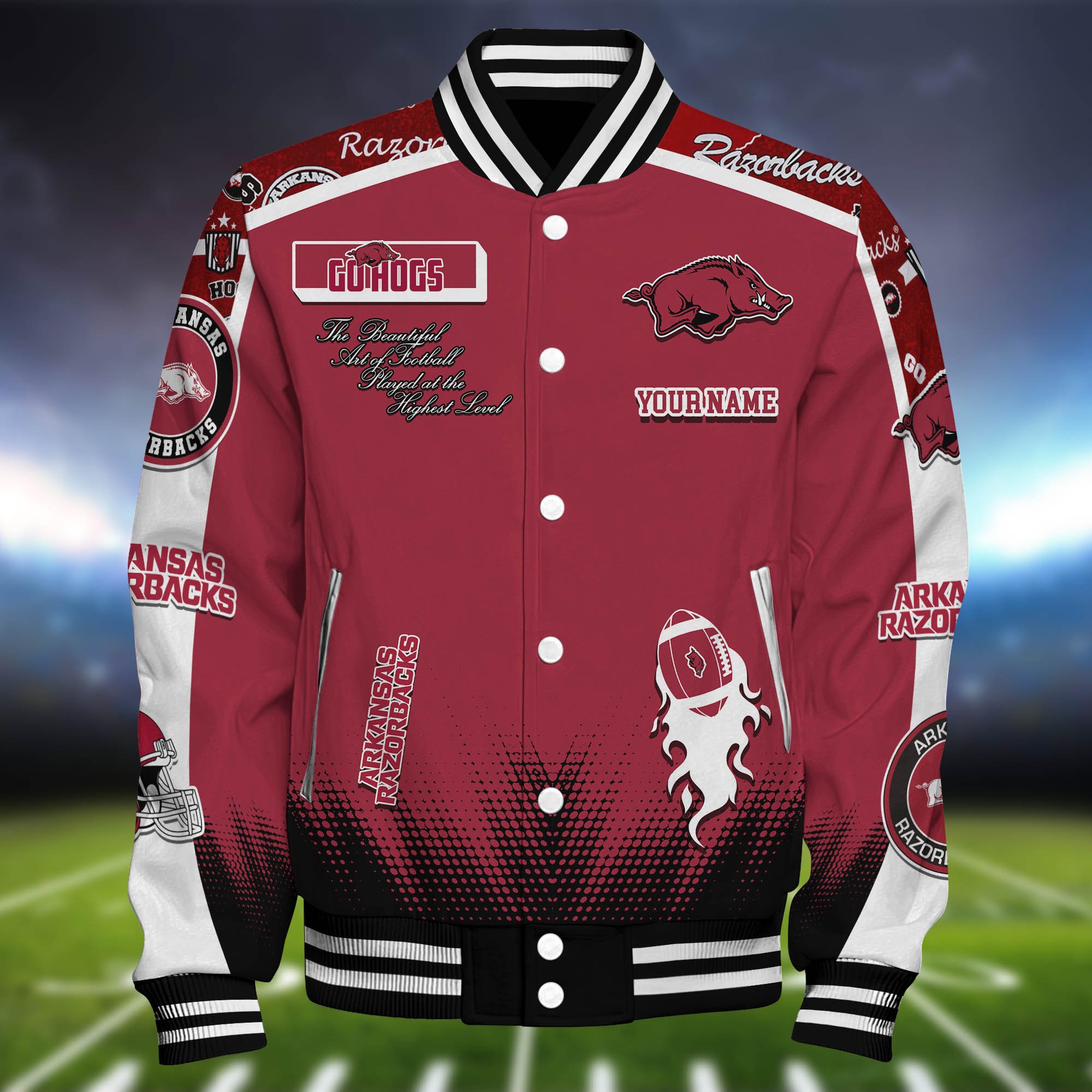 Alternative view of Arkansas Razorbacks Baseball Jacket Personalized Your Name, Jackets For Sport Fans ETHY-0115486A