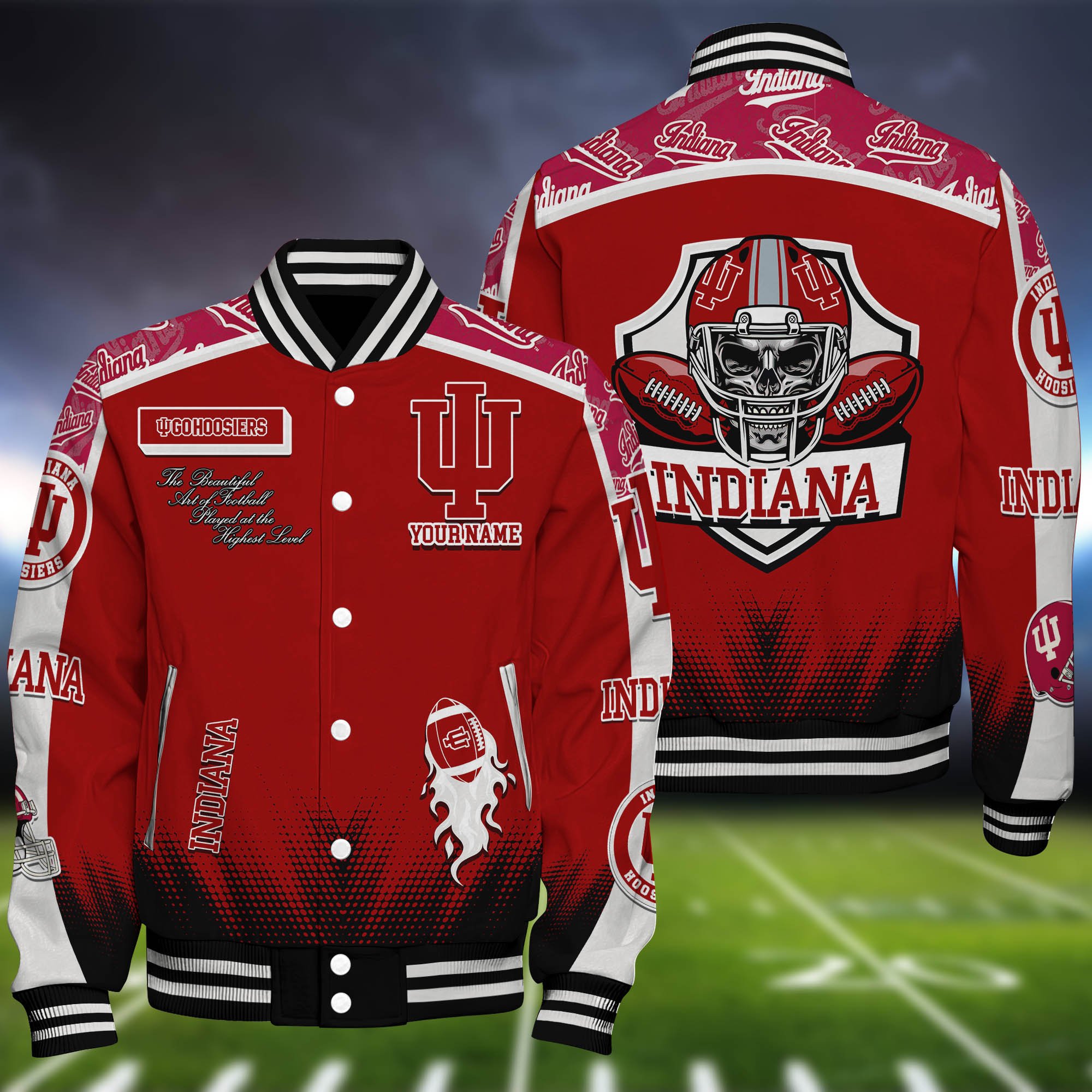 Indiana Hoosiers Baseball Jacket Personalized Your Name, Jackets For Sport Fans ETHY-0115486A