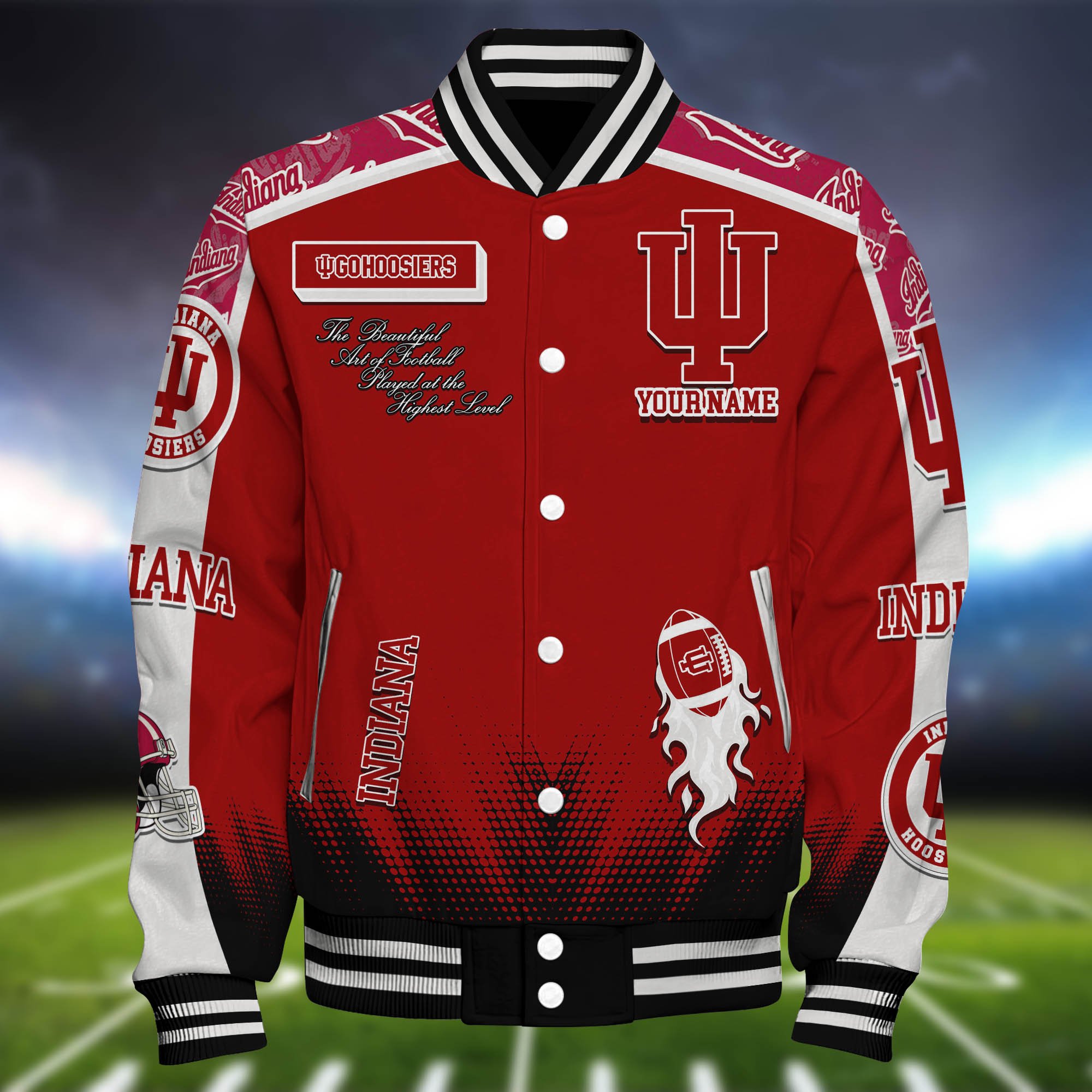Alternative view of Indiana Hoosiers Baseball Jacket Personalized Your Name, Jackets For Sport Fans ETHY-0115486A