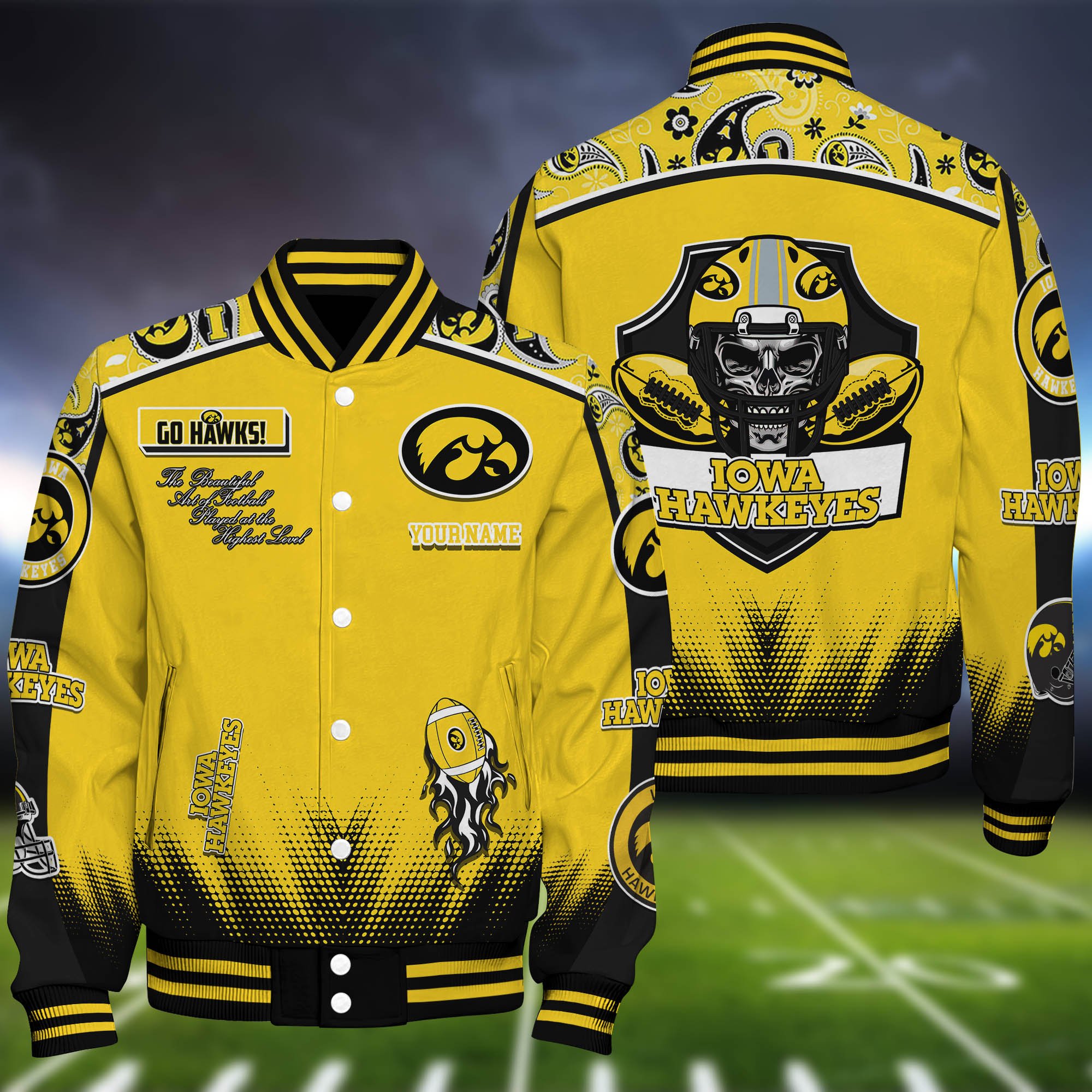 Iowa Hawkeyes Baseball Jacket Personalized Your Name, Jackets For Sport Fans ETHY-0115486A
