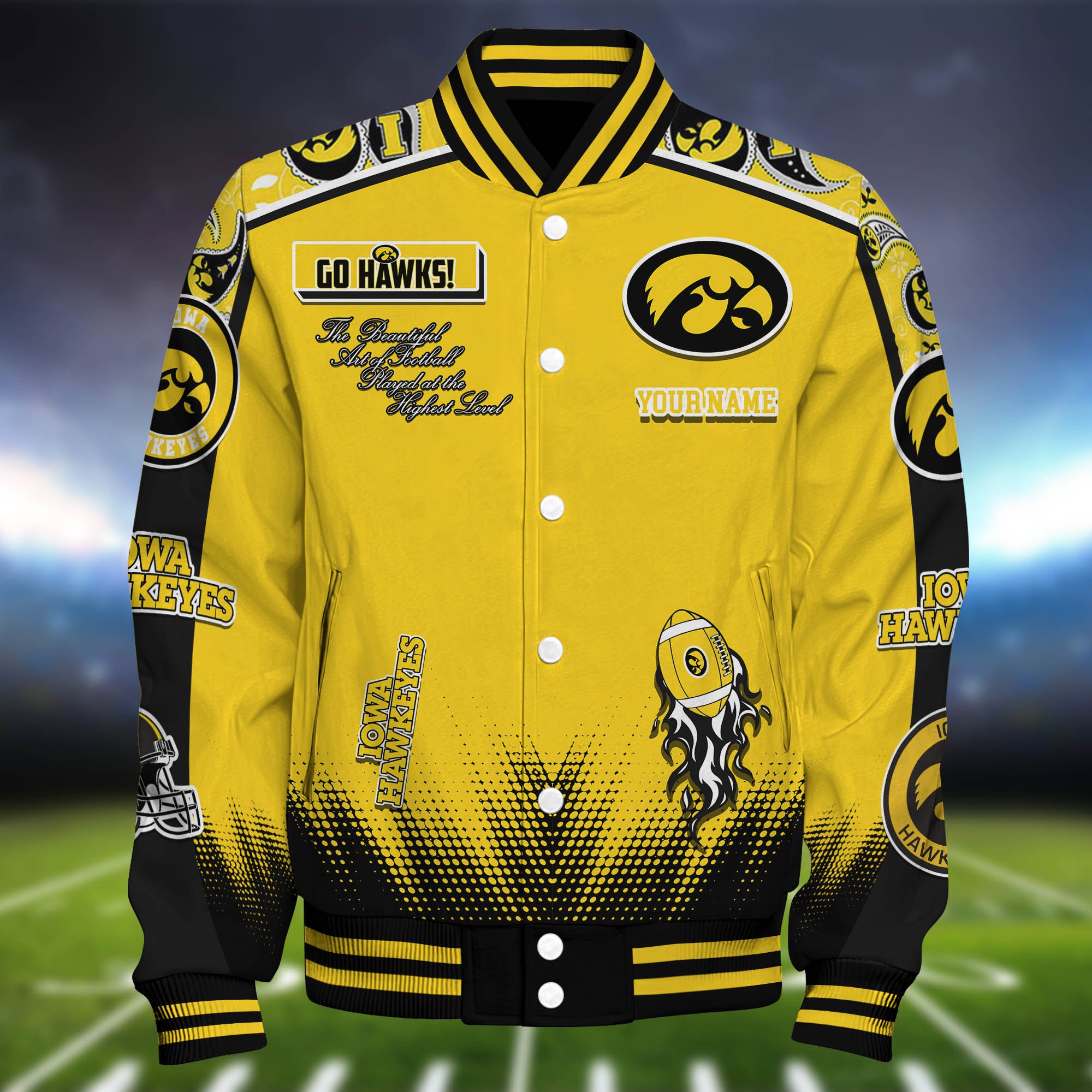 Alternative view of Iowa Hawkeyes Baseball Jacket Personalized Your Name, Jackets For Sport Fans ETHY-0115486A
