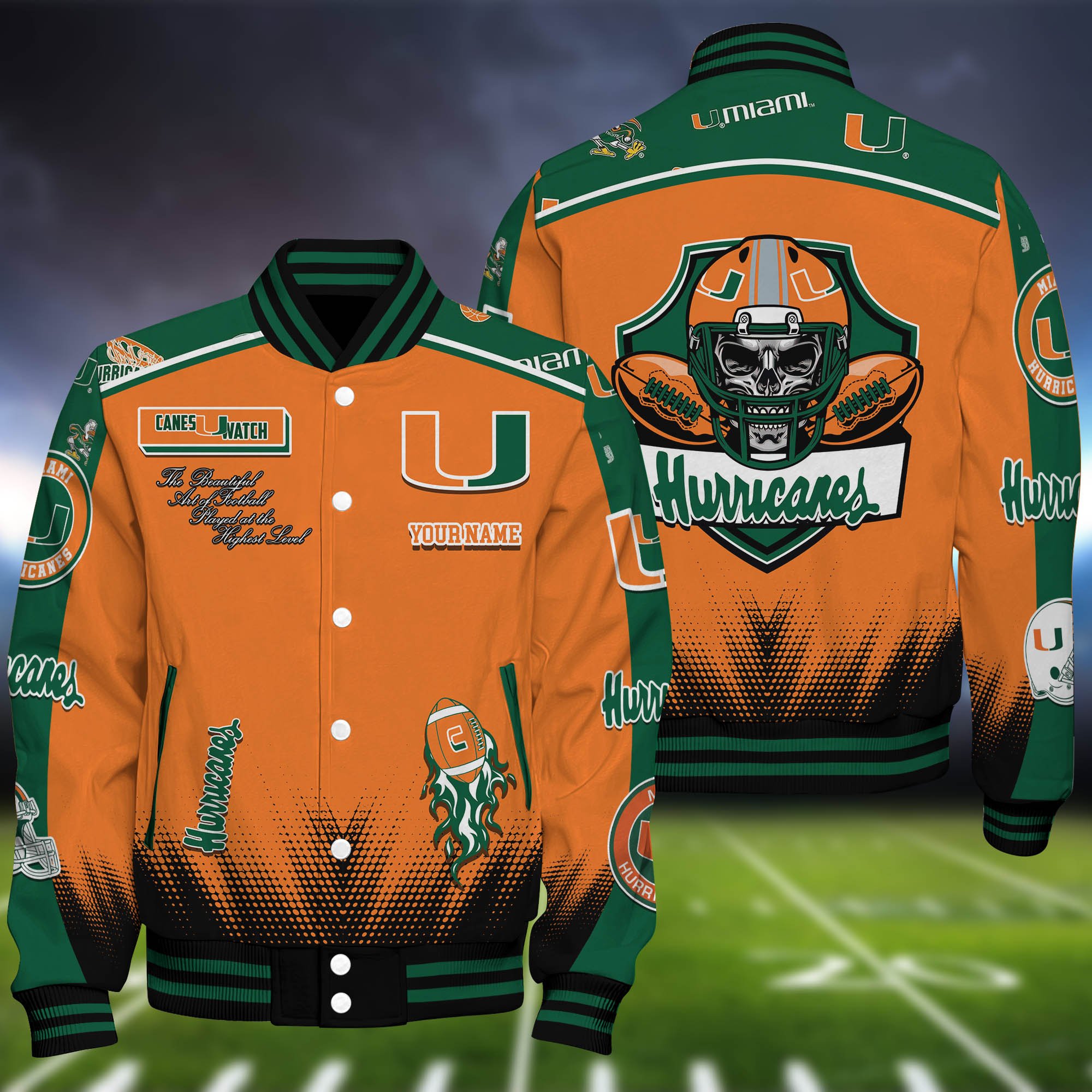 Miami Hurricanes Baseball Jacket Personalized Your Name, Jackets For Sport Fans ETHY-0115486A