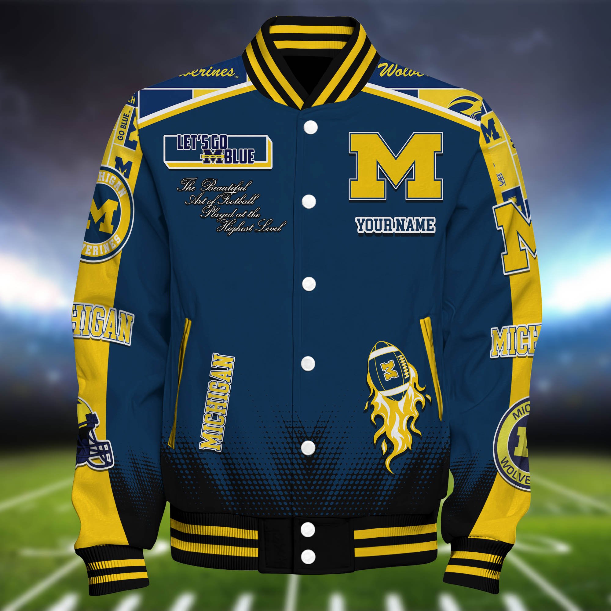 Alternative view of Michigan Wolverines Baseball Jacket Personalized Your Name, Jackets For Sport Fans ETHY-0115486A
