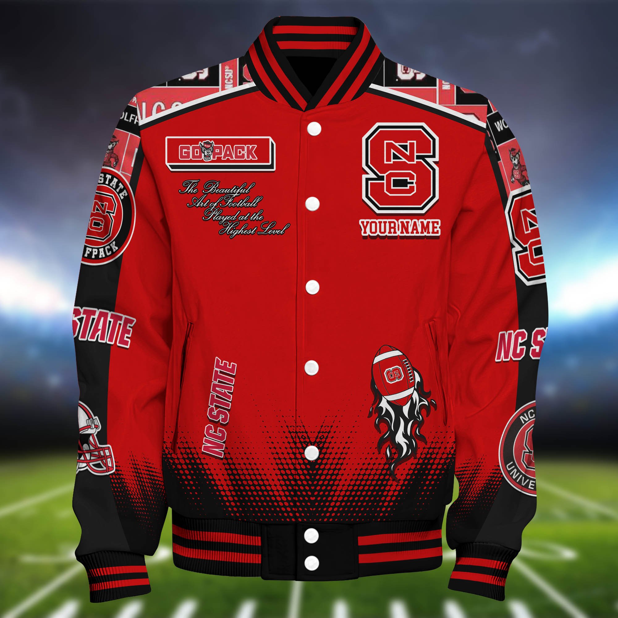 Alternative view of NC State Wolfpack Baseball Jacket Personalized Your Name, Jackets For Sport Fans ETHY-0115486A