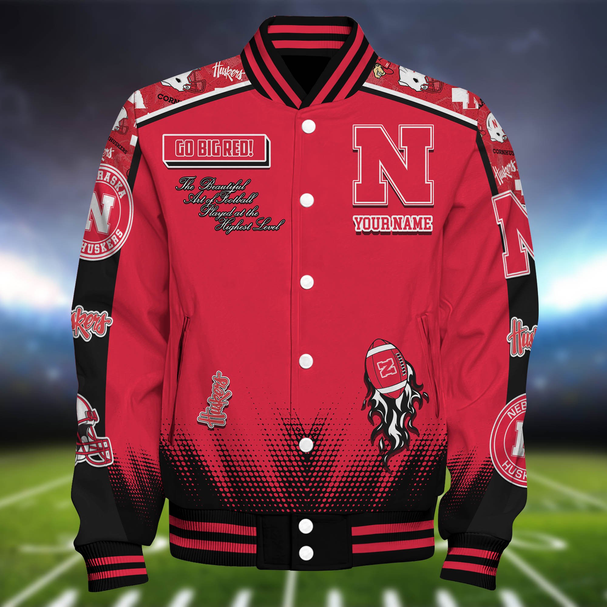 Alternative view of Nebraska Cornhuskers Baseball Jacket Personalized Your Name, Jackets For Sport Fans ETHY-0115486A