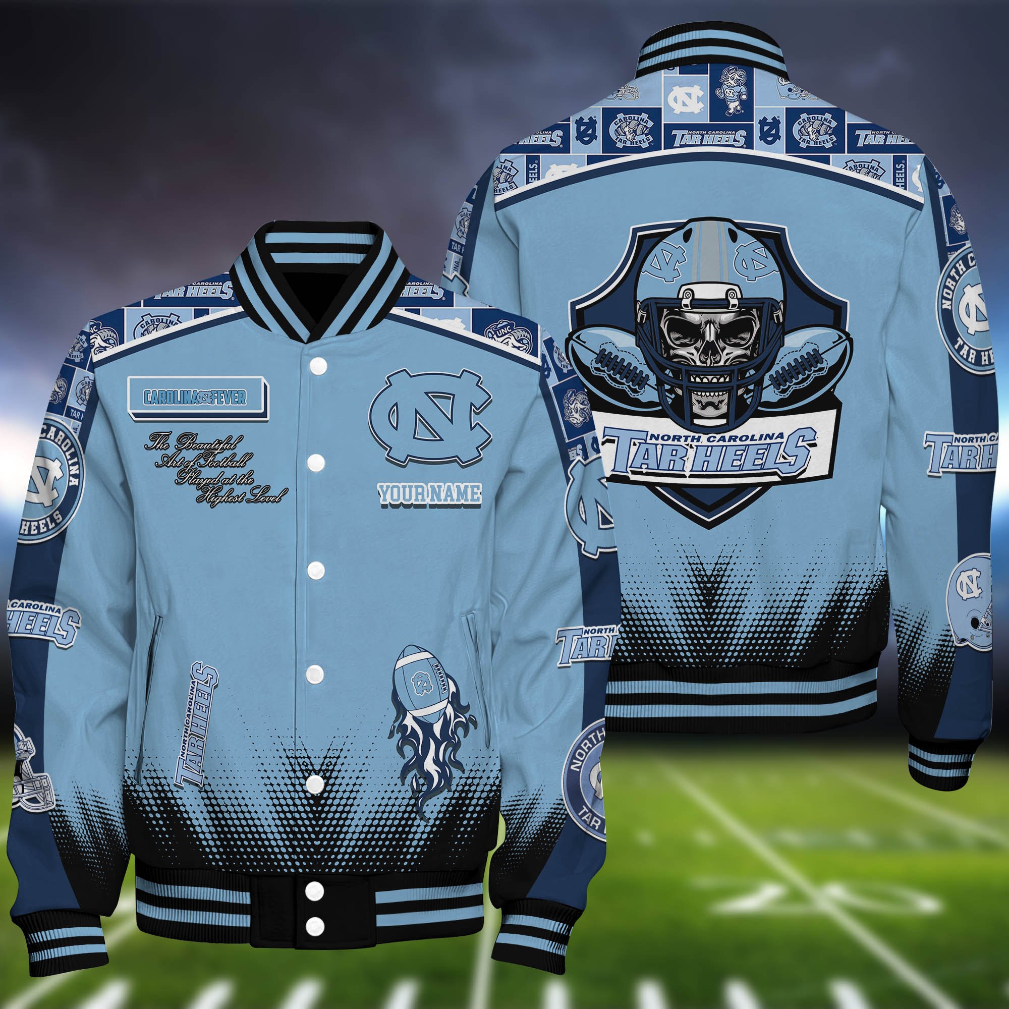 North Carolina Tar Heels Baseball Jacket Personalized Your Name, Jackets For Sport Fans ETHY-0115486A