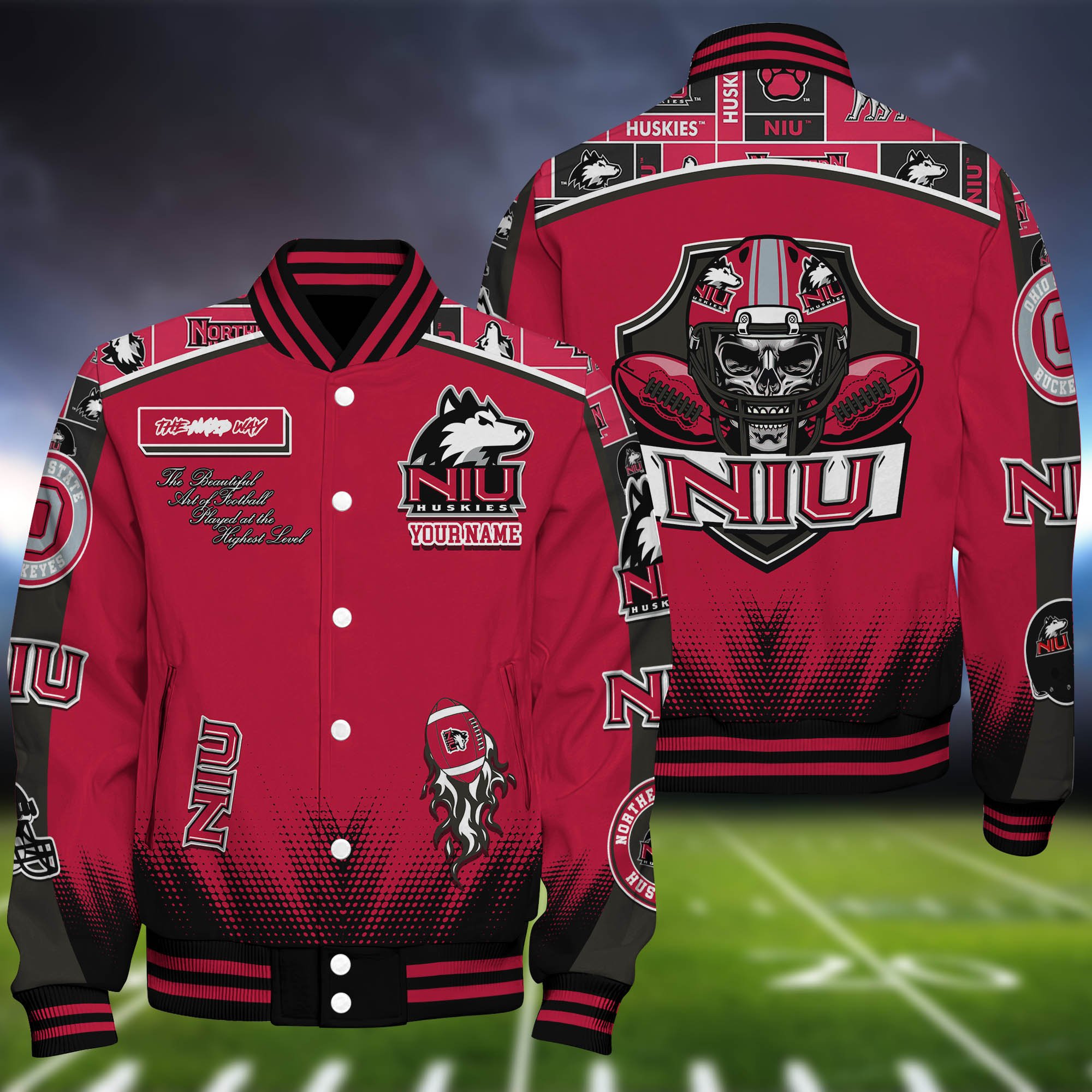 Northern Illinois Huskies Baseball Jacket Personalized Your Name, Jackets For Sport Fans ETHY-0115486A