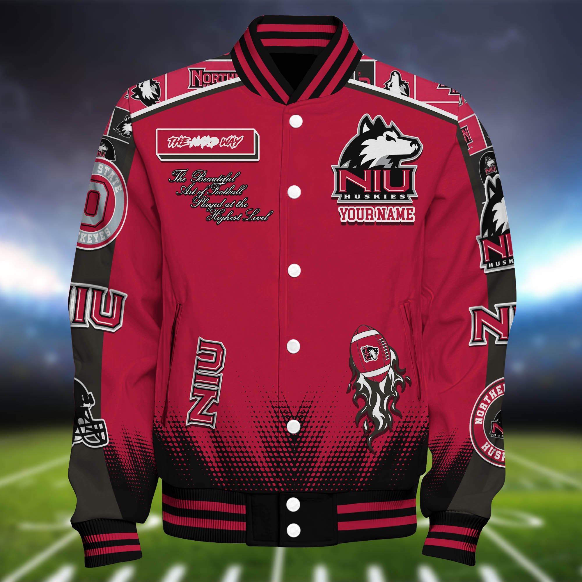 Alternative view of Northern Illinois Huskies Baseball Jacket Personalized Your Name, Jackets For Sport Fans ETHY-0115486A