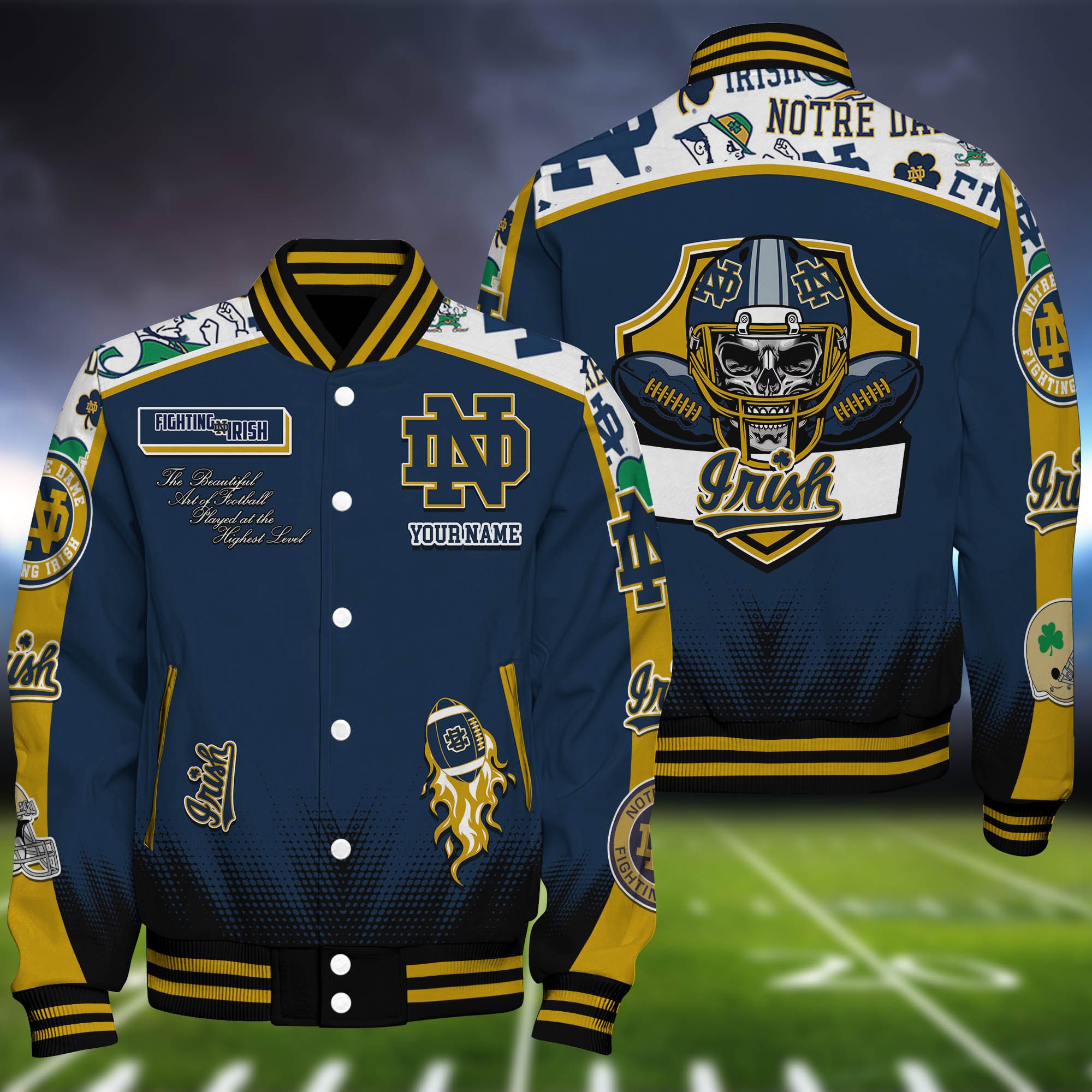 Notre Dame Fighting Irish Baseball Jacket Personalized Your Name, Jackets For Sport Fans ETHY-0115486A