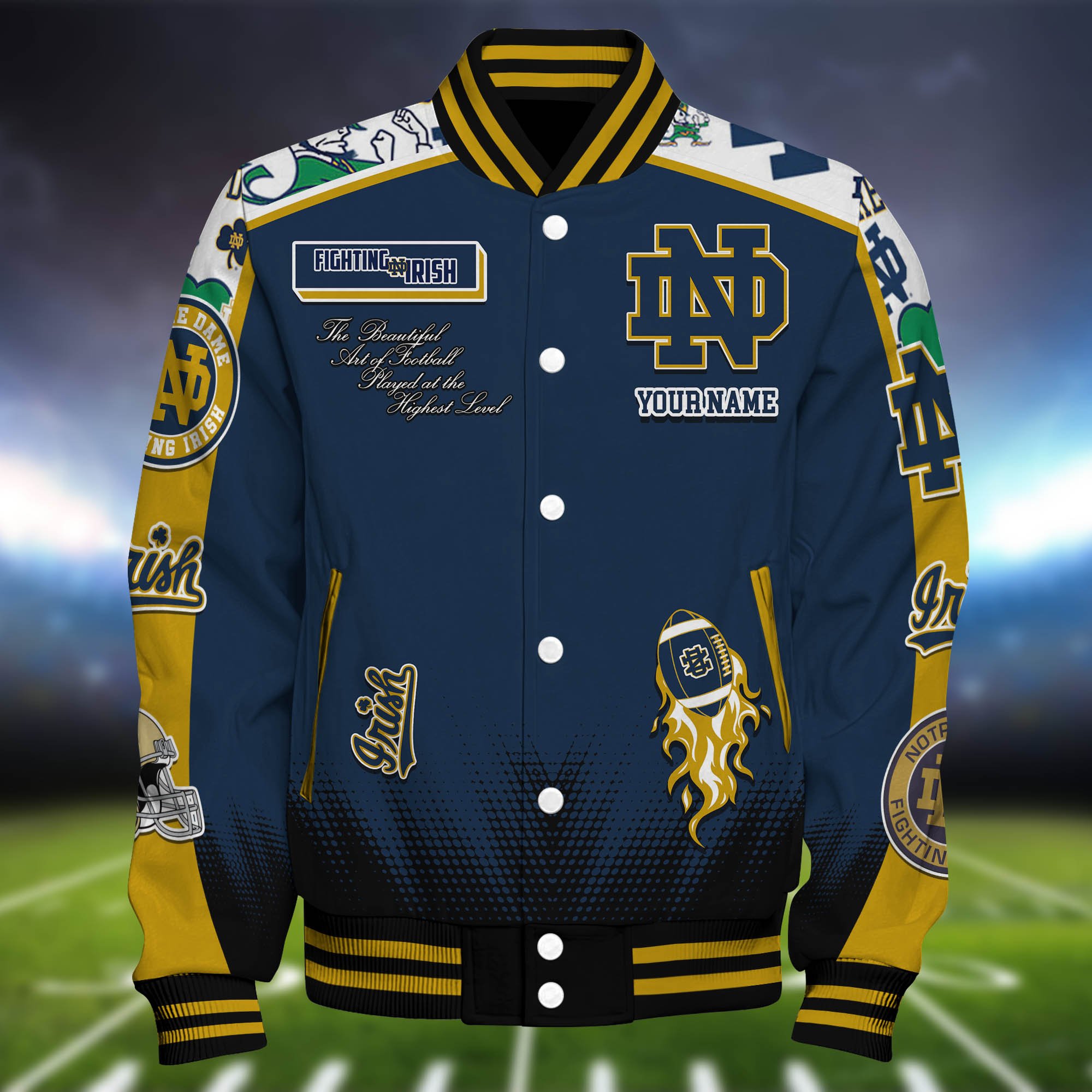 Alternative view of Notre Dame Fighting Irish Baseball Jacket Personalized Your Name, Jackets For Sport Fans ETHY-0115486A