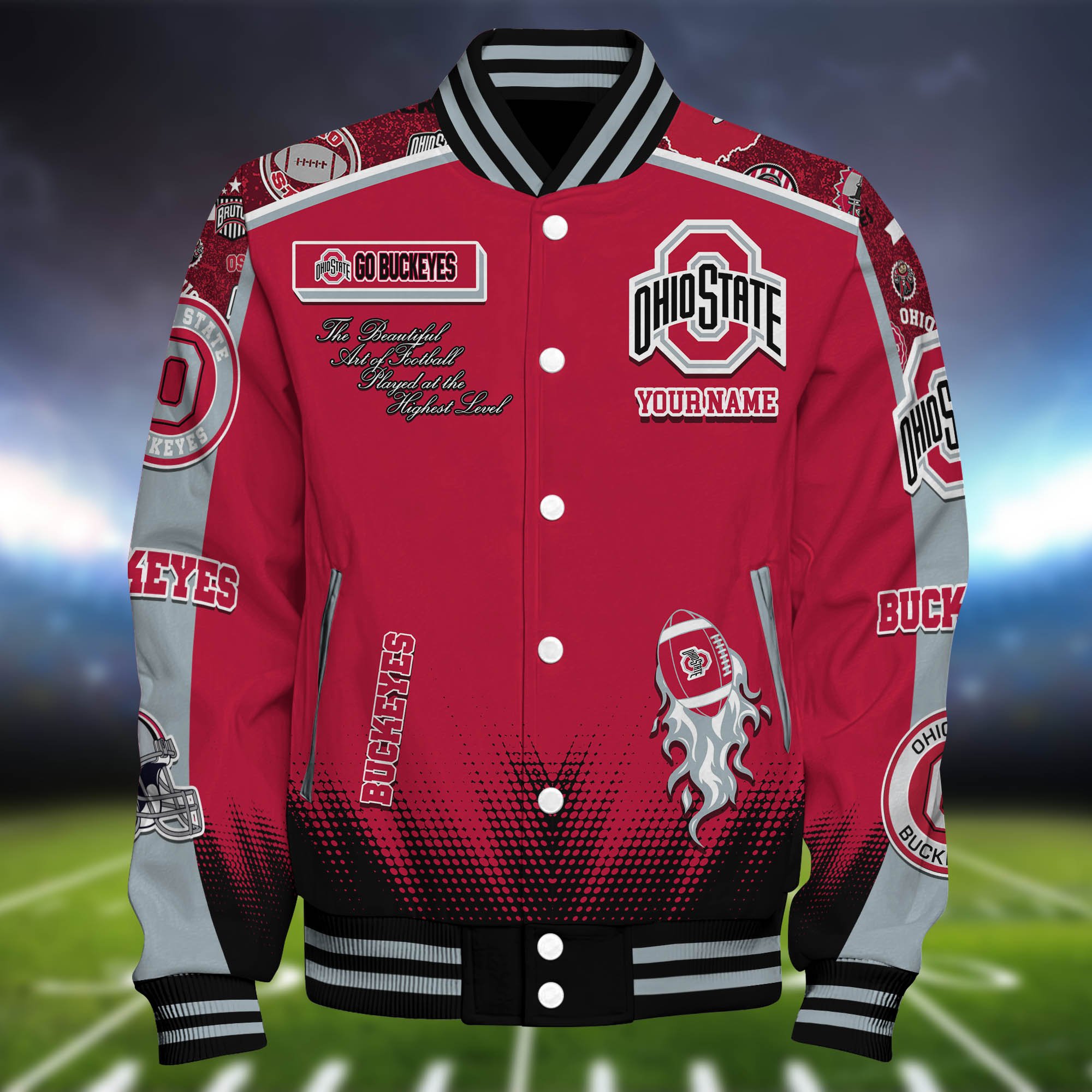 Alternative view of Ohio State Buckeyes Baseball Jacket Personalized Your Name, Jackets For Sport Fans ETHY-0115486A