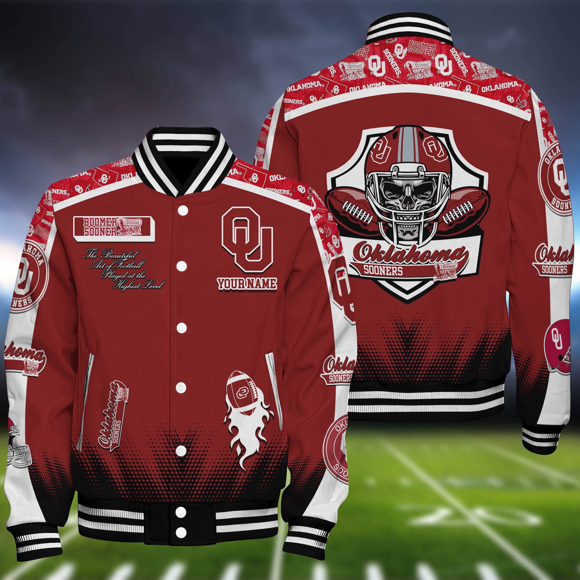 Oklahoma Sooners Baseball Jacket Personalized Your Name, Jackets For Sport Fans ETHY-0115486A