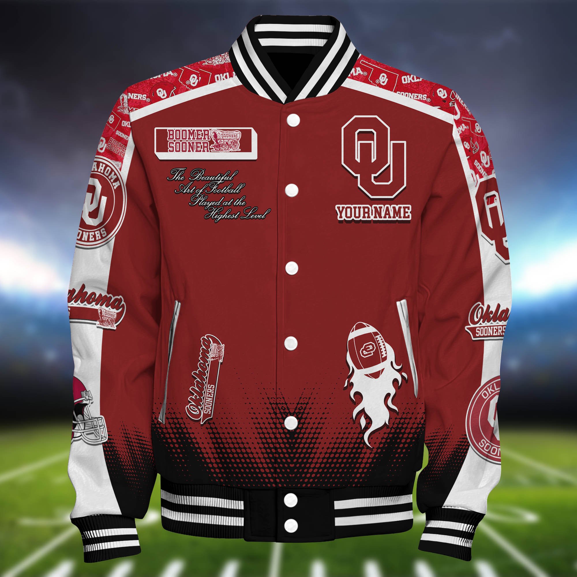 Alternative view of Oklahoma Sooners Baseball Jacket Personalized Your Name, Jackets For Sport Fans ETHY-0115486A