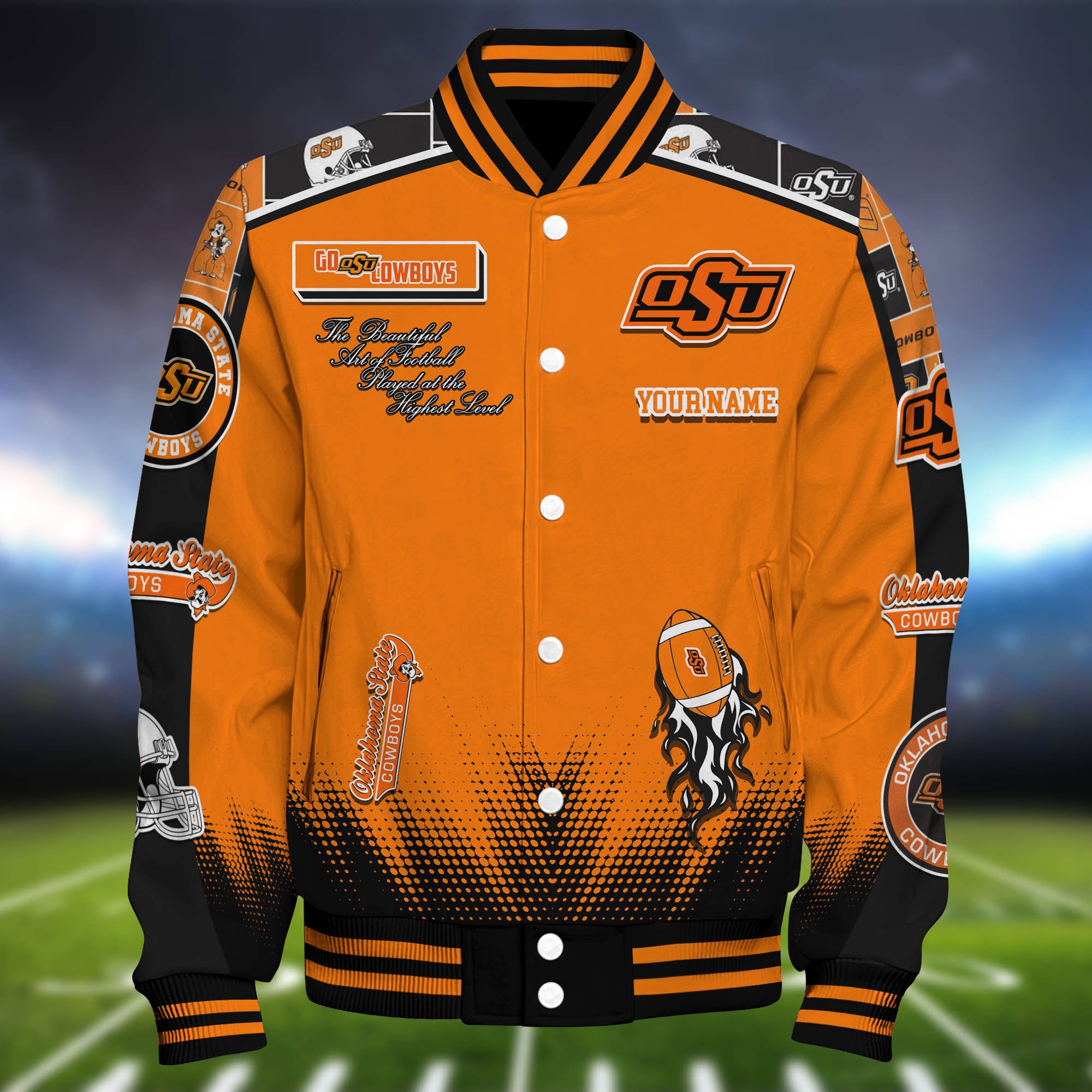 Alternative view of Oklahoma State Cowboys Baseball Jacket Personalized Your Name, Jackets For Sport Fans ETHY-0115486A