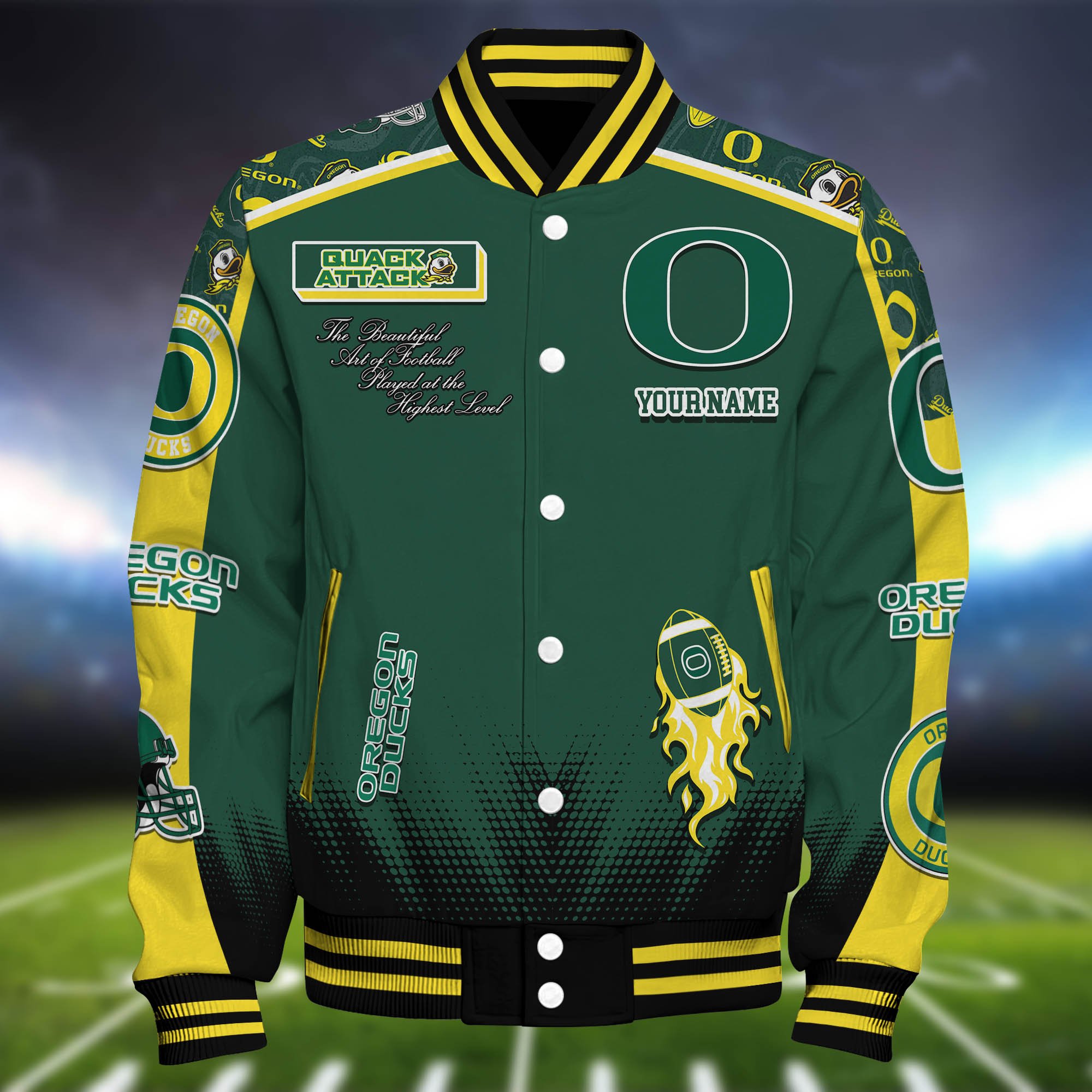 Alternative view of Oregon Ducks Baseball Jacket Personalized Your Name, Jackets For Sport Fans ETHY-0115486A