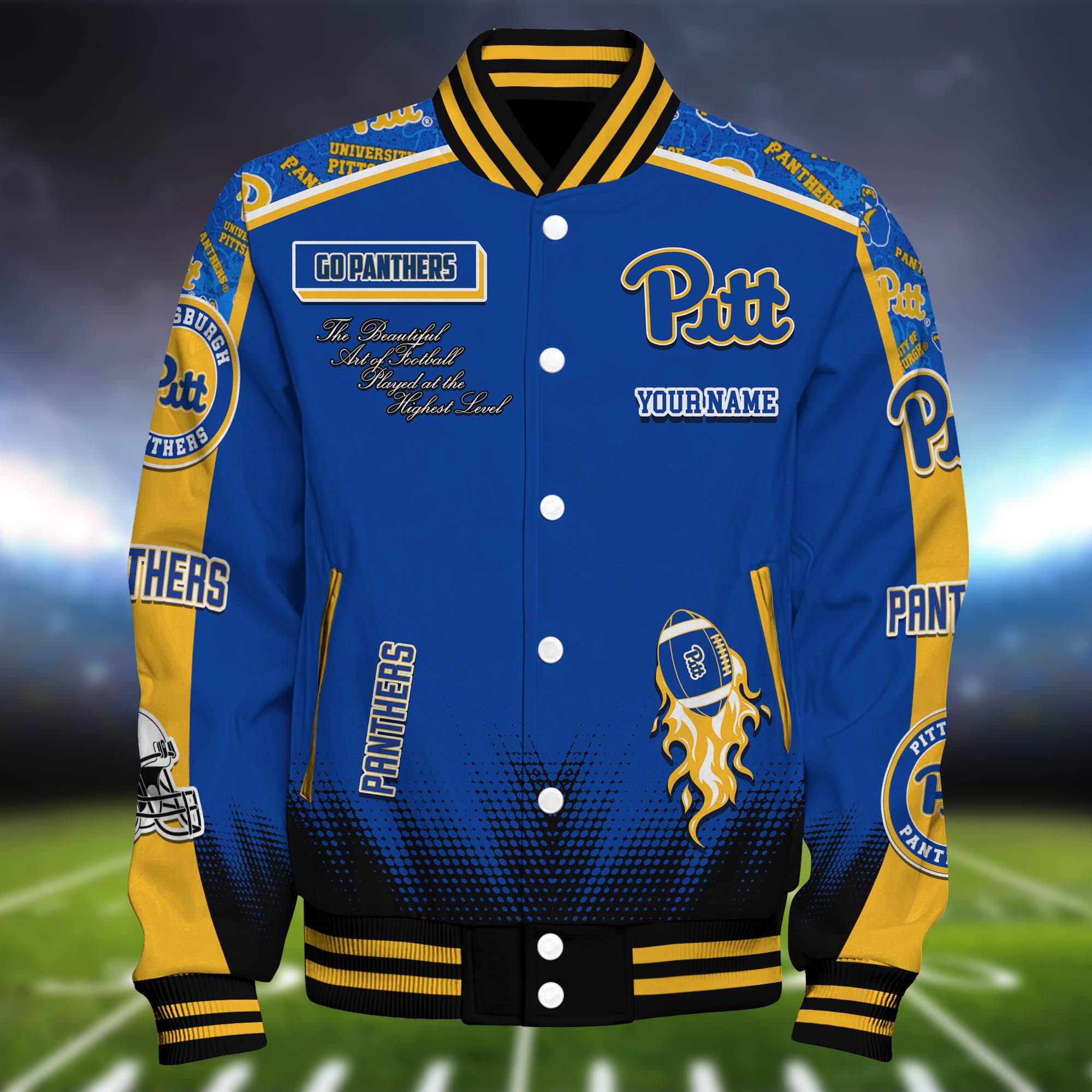 Alternative view of Pittsburgh Panthers Baseball Jacket Personalized Your Name, Jackets For Sport Fans ETHY-0115486A
