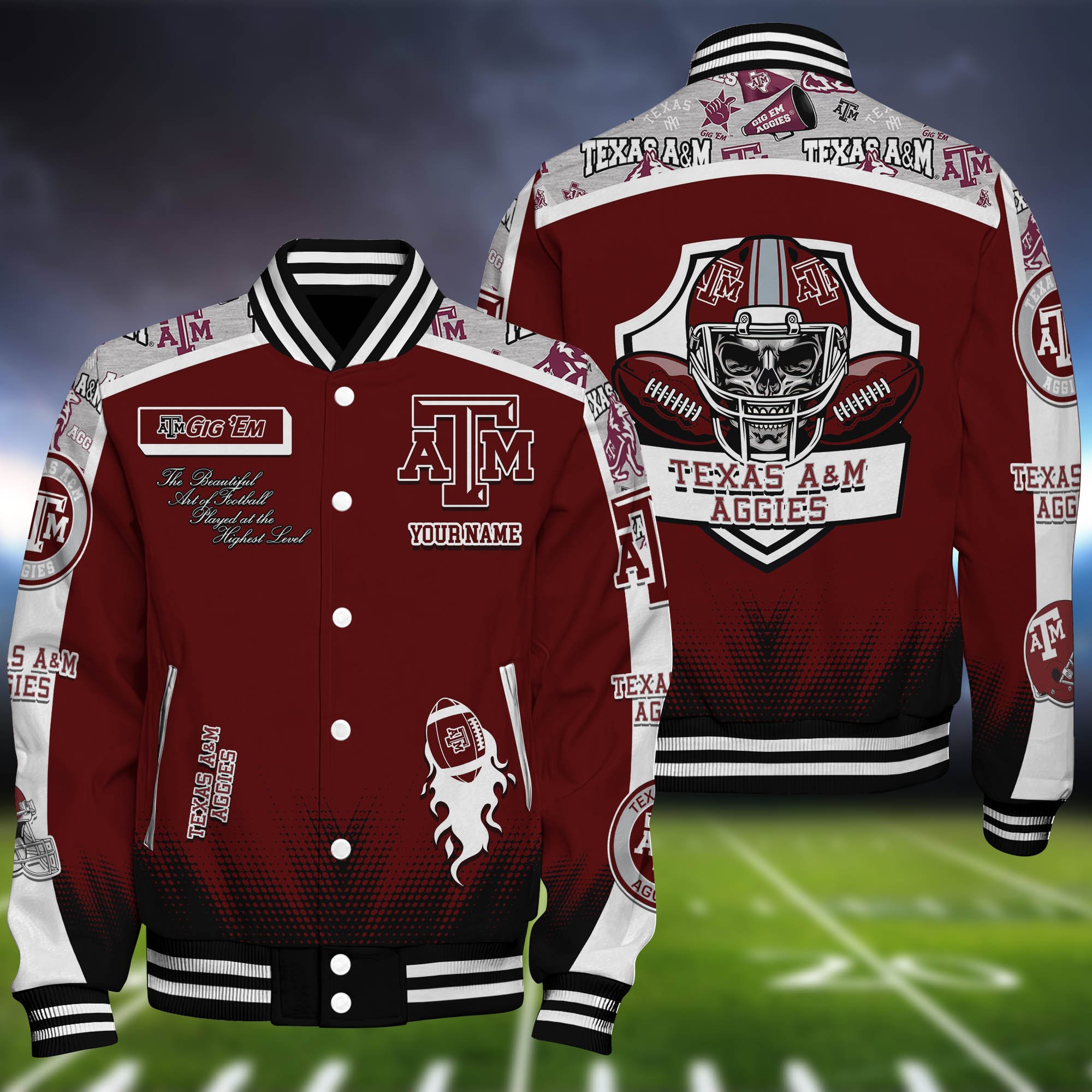 Texas A&M Aggies Baseball Jacket Personalized Your Name, Jackets For Sport Fans ETHY-0115486A