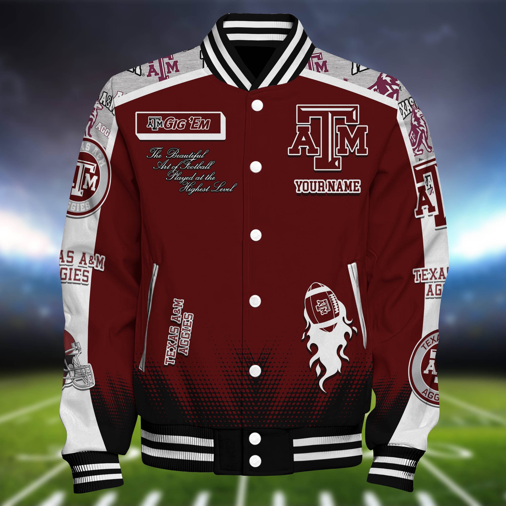 Alternative view of Texas A&M Aggies Baseball Jacket Personalized Your Name, Jackets For Sport Fans ETHY-0115486A