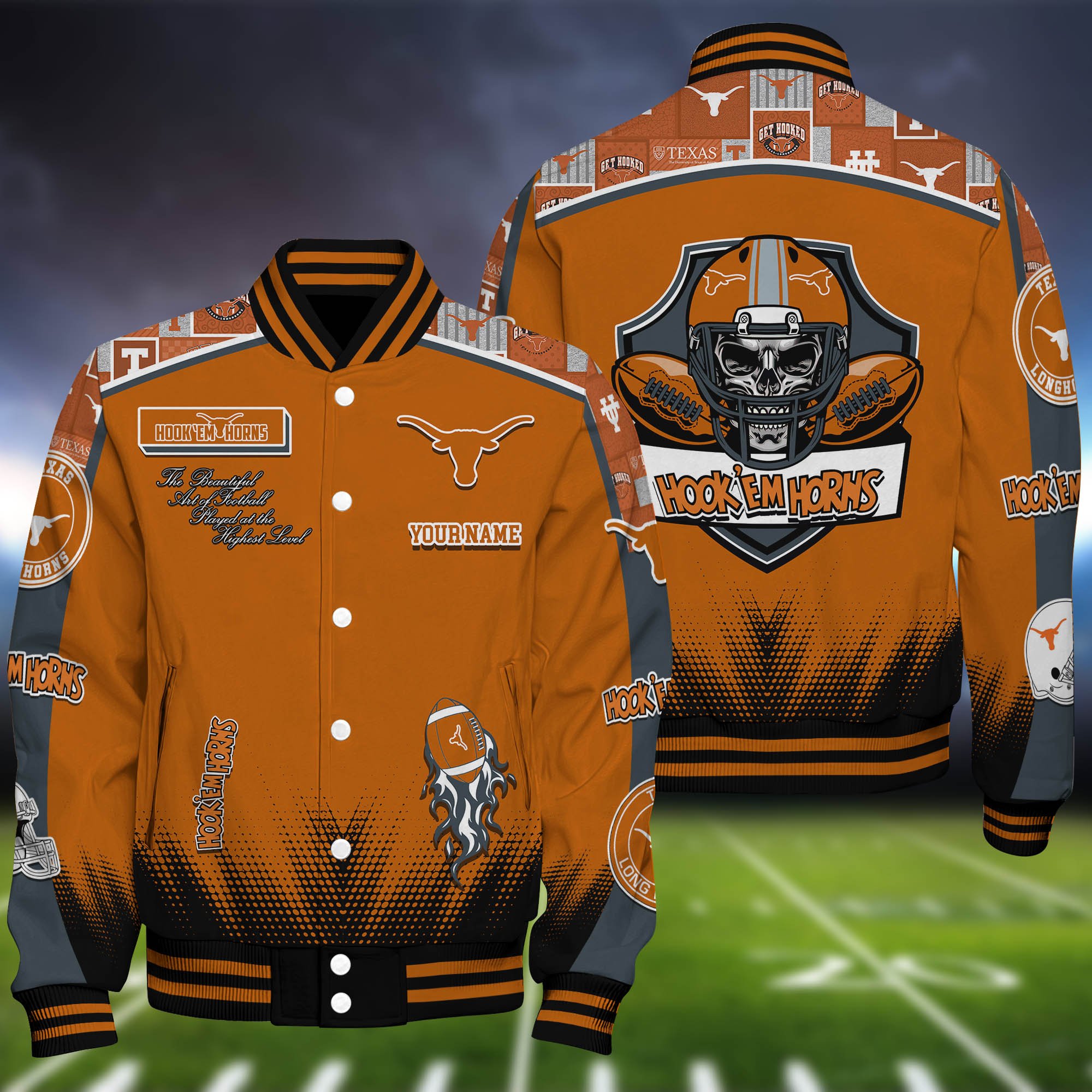 Texas Longhorns Baseball Jacket Personalized Your Name, Jackets For Sport Fans ETHY-0115486A