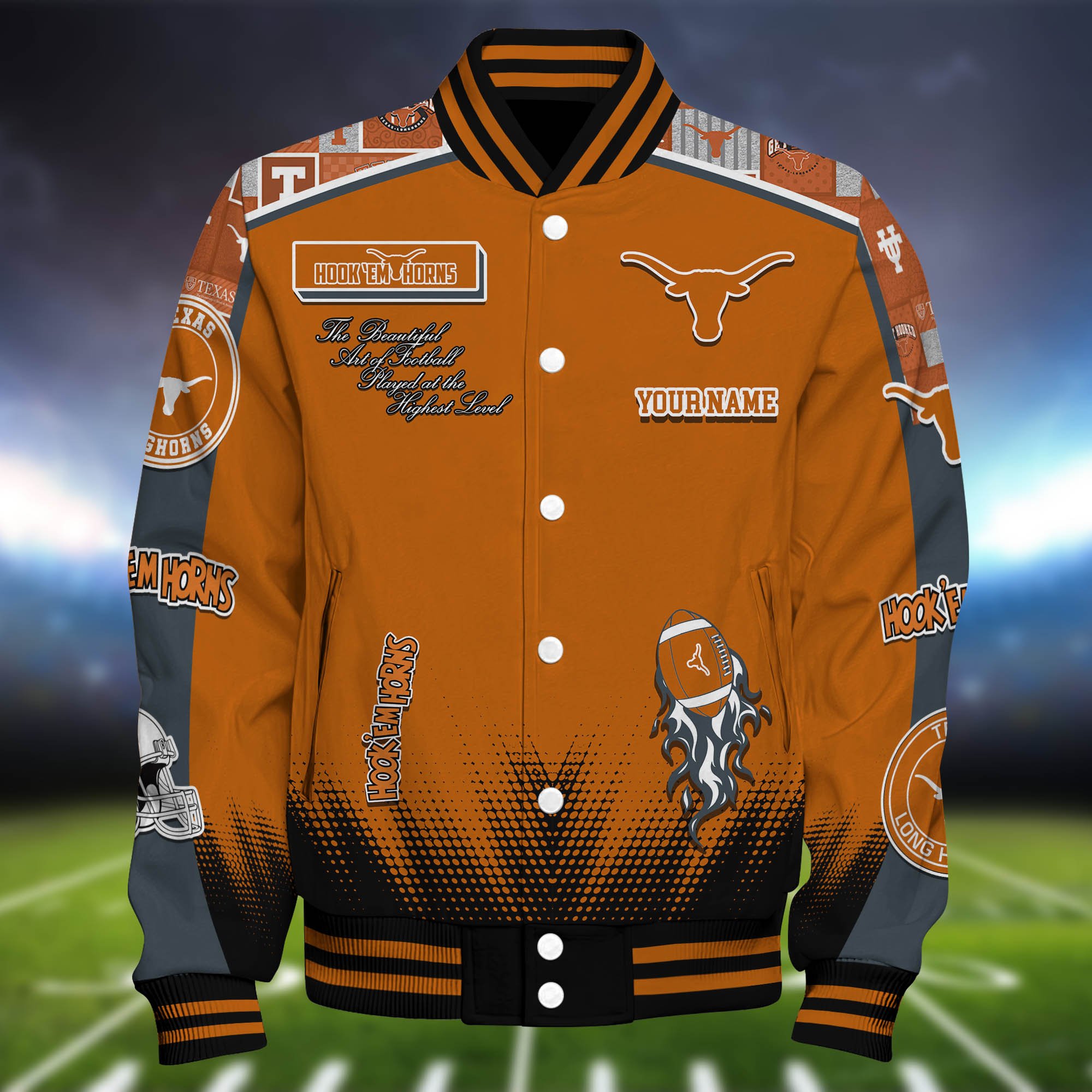 Alternative view of Texas Longhorns Baseball Jacket Personalized Your Name, Jackets For Sport Fans ETHY-0115486A