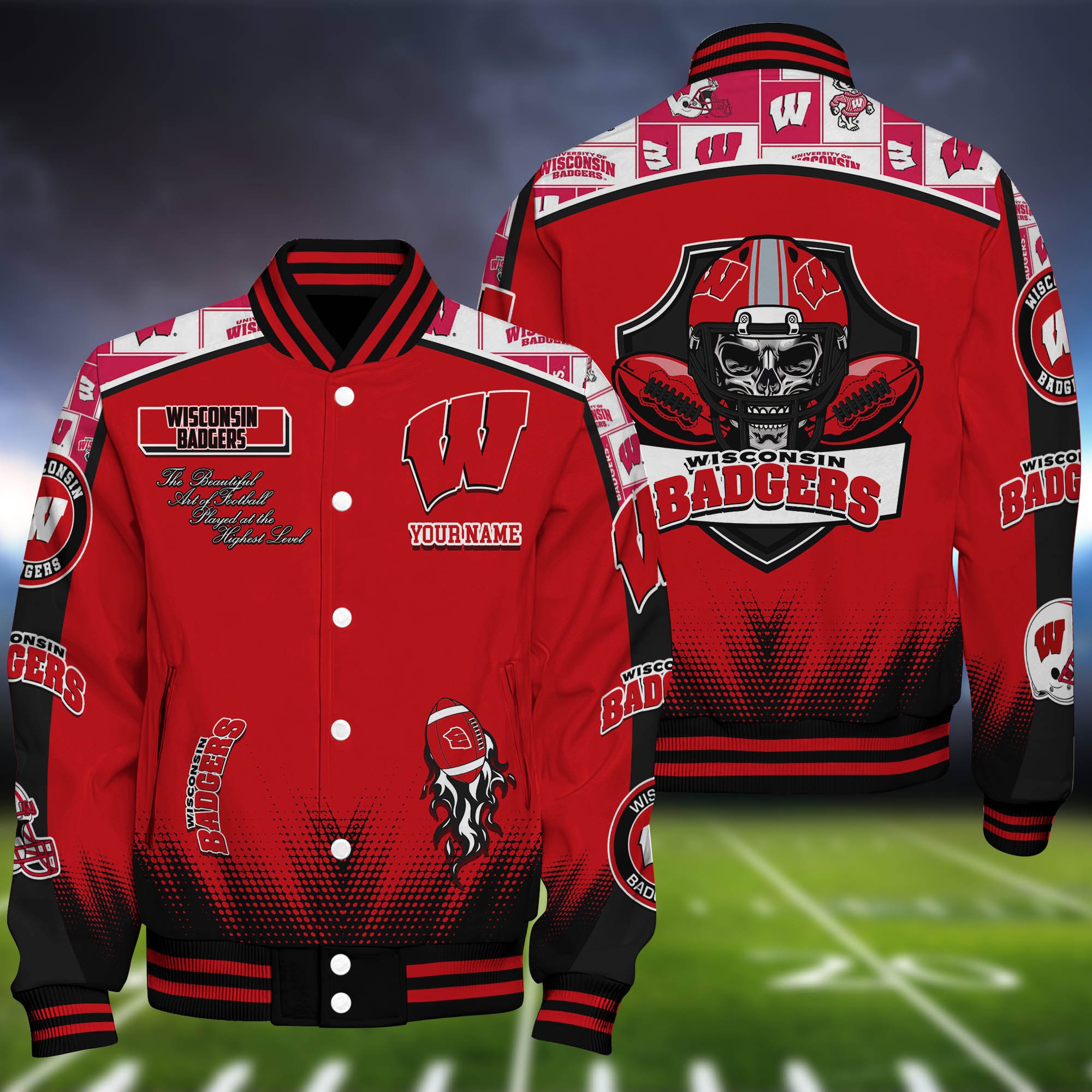 Wisconsin Badgers Baseball Jacket Personalized Your Name, Jackets For Sport Fans ETHY-0115486A