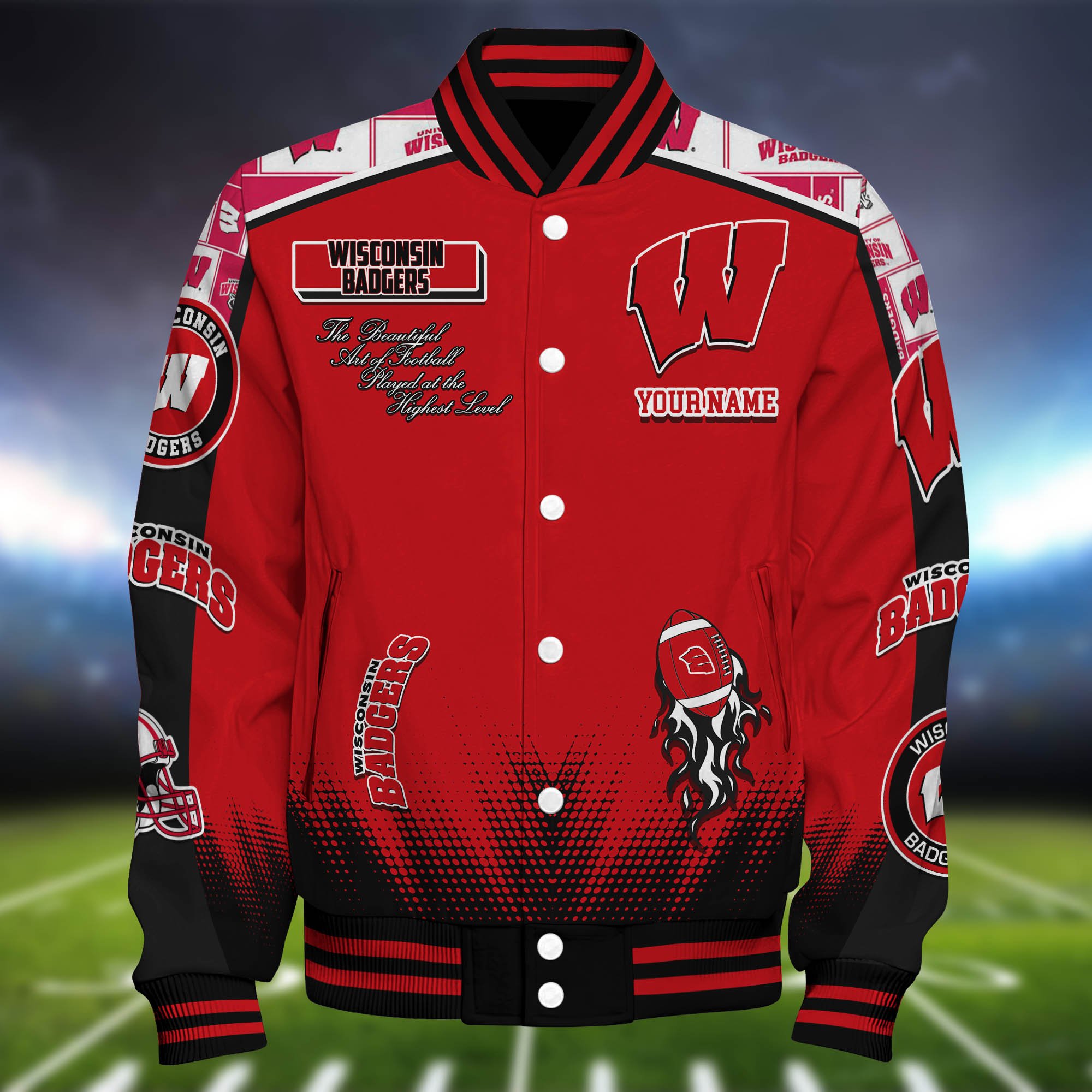 Alternative view of Wisconsin Badgers Baseball Jacket Personalized Your Name, Jackets For Sport Fans ETHY-0115486A
