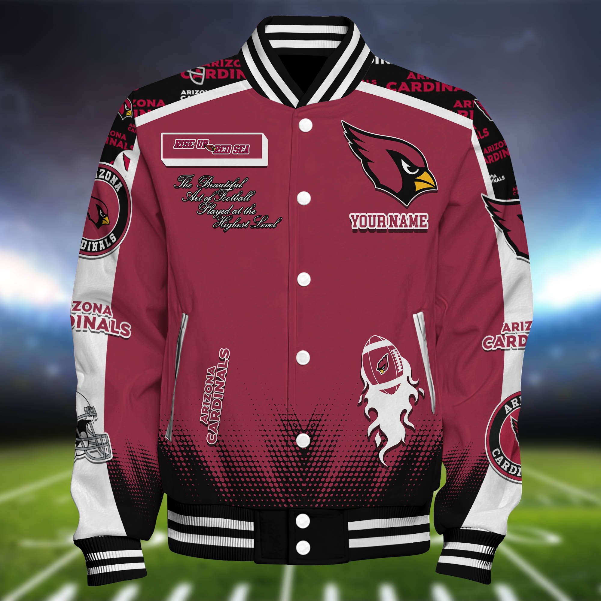 Alternative view of Arizona Cardinals Baseball Jacket Personalized Your Name, Jackets For Sport Fans ETHY-0115486