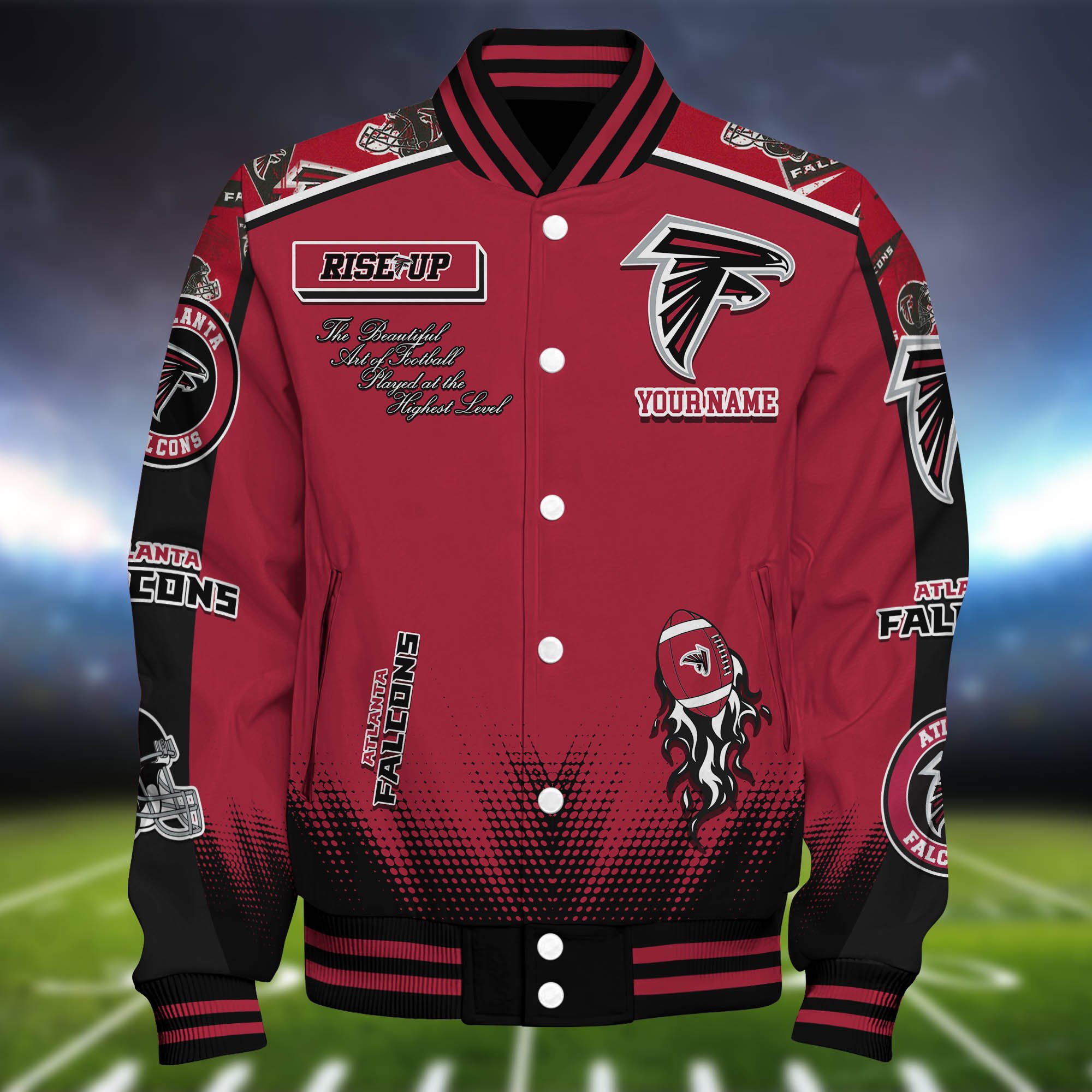 Alternative view of Atlanta Falcons Baseball Jacket Personalized Your Name, Jackets For Sport Fans ETHY-0115486