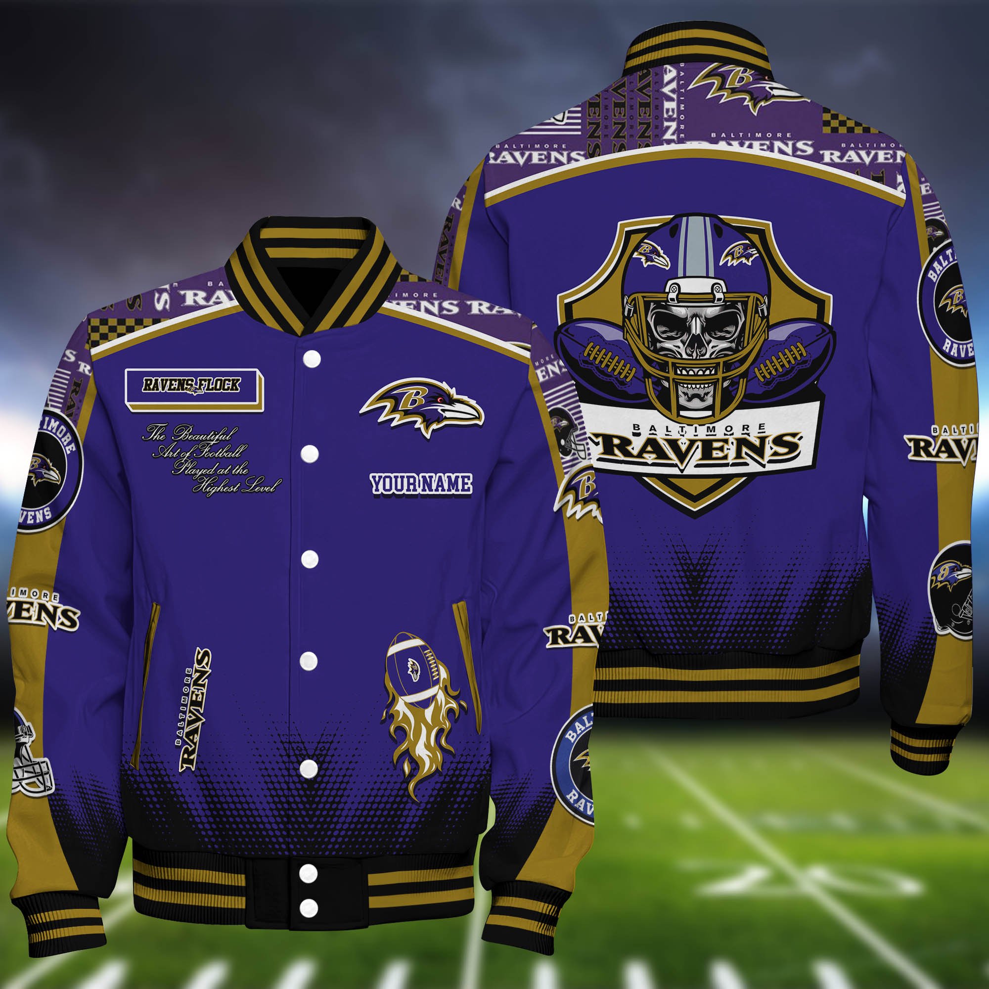 Baltimore Ravens Baseball Jacket Personalized Your Name, Jackets For Sport Fans ETHY-0115486
