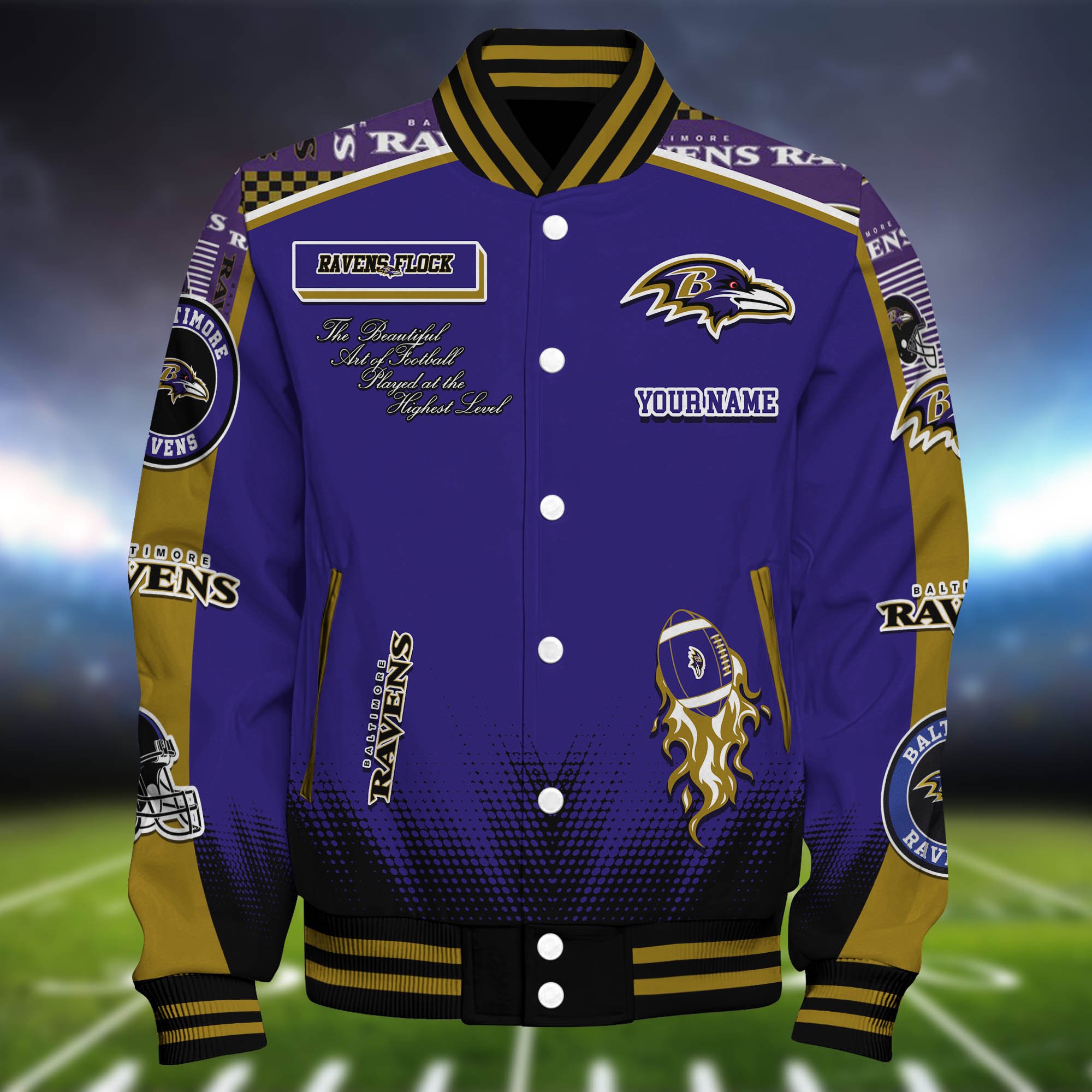 Alternative view of Baltimore Ravens Baseball Jacket Personalized Your Name, Jackets For Sport Fans ETHY-0115486