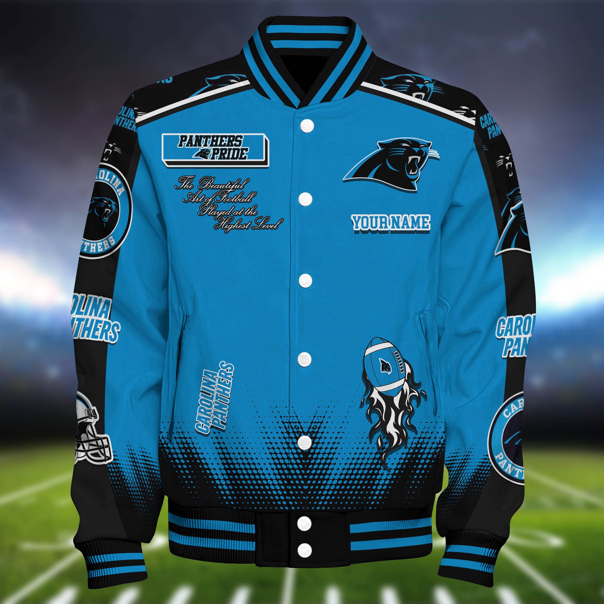 Alternative view of Carolina Panthers Baseball Jacket Personalized Your Name, Jackets For Sport Fans ETHY-0115486
