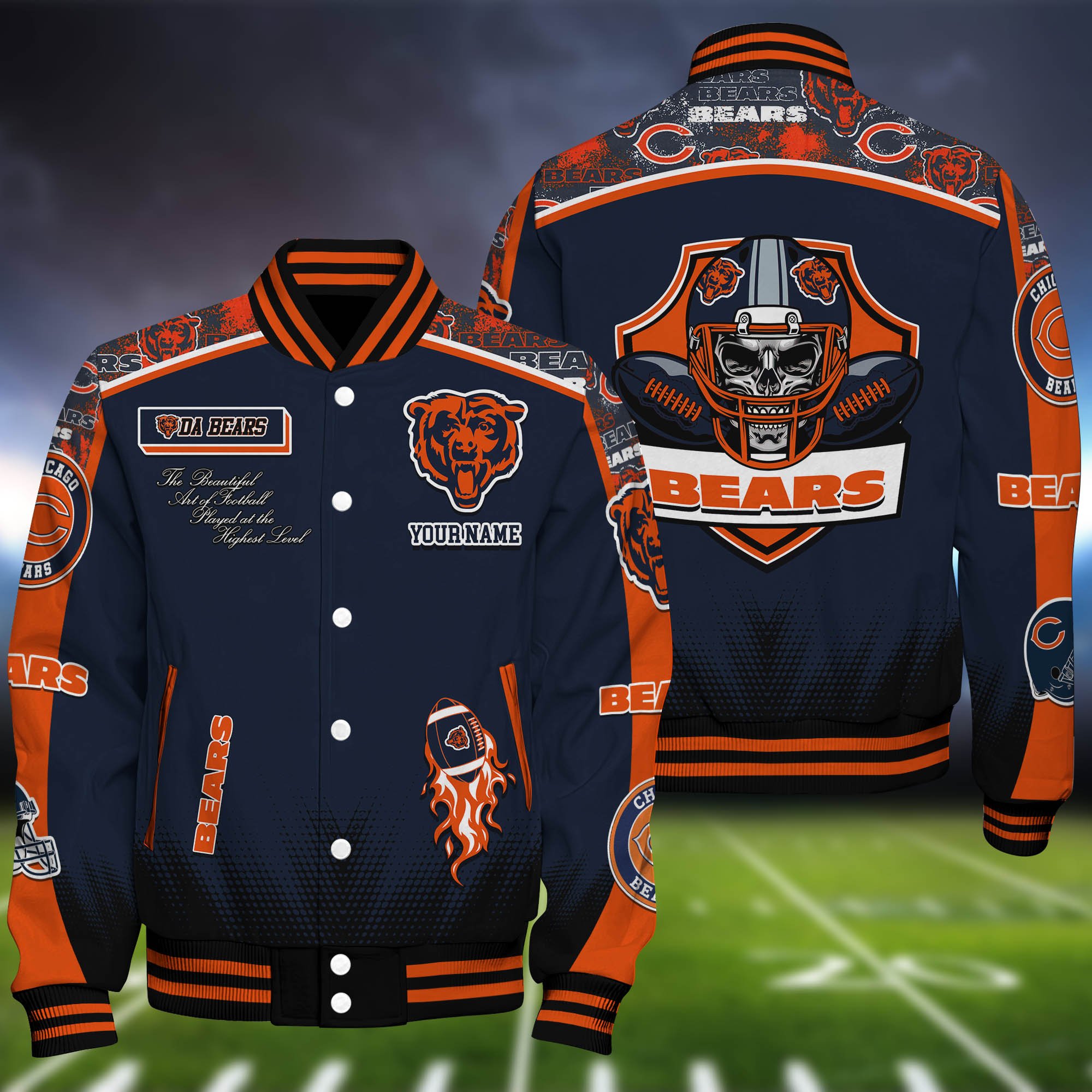 Chicago Bears Baseball Jacket Personalized Your Name, Jackets For Sport Fans ETHY-0115486