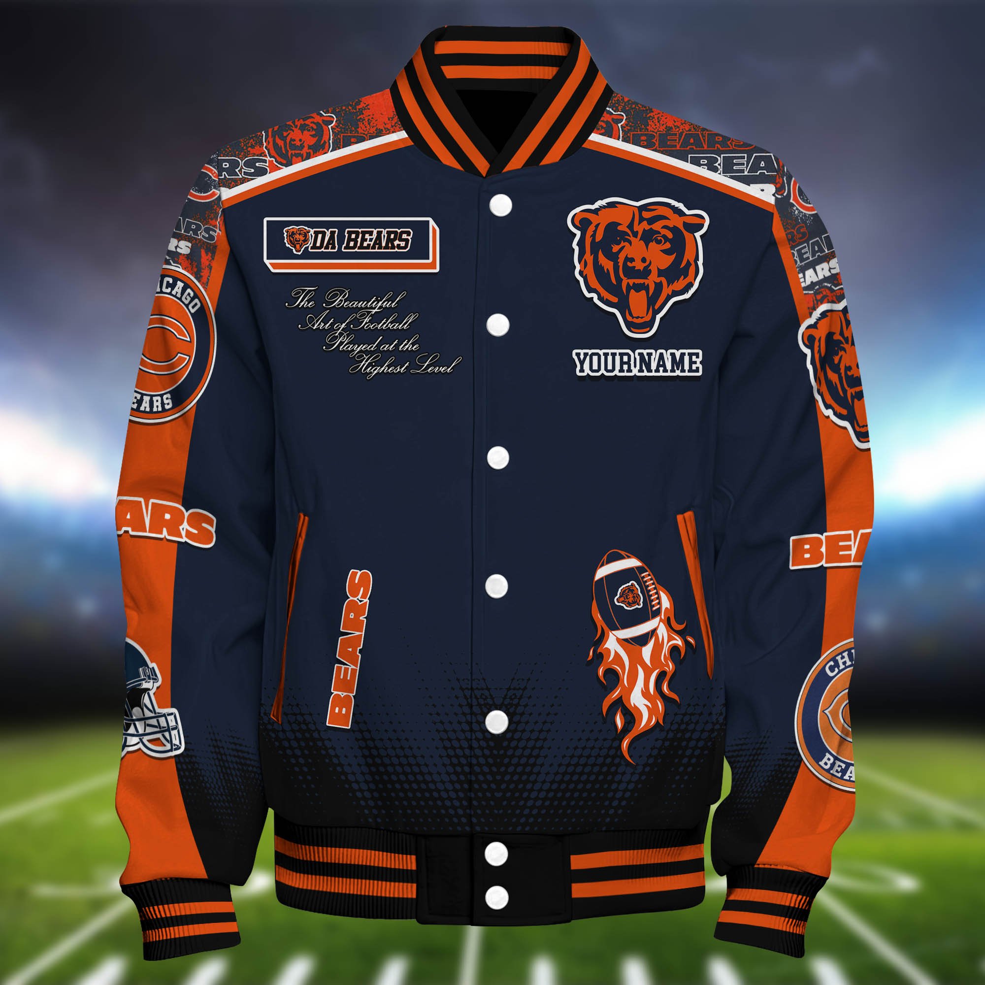 Alternative view of Chicago Bears Baseball Jacket Personalized Your Name, Jackets For Sport Fans ETHY-0115486