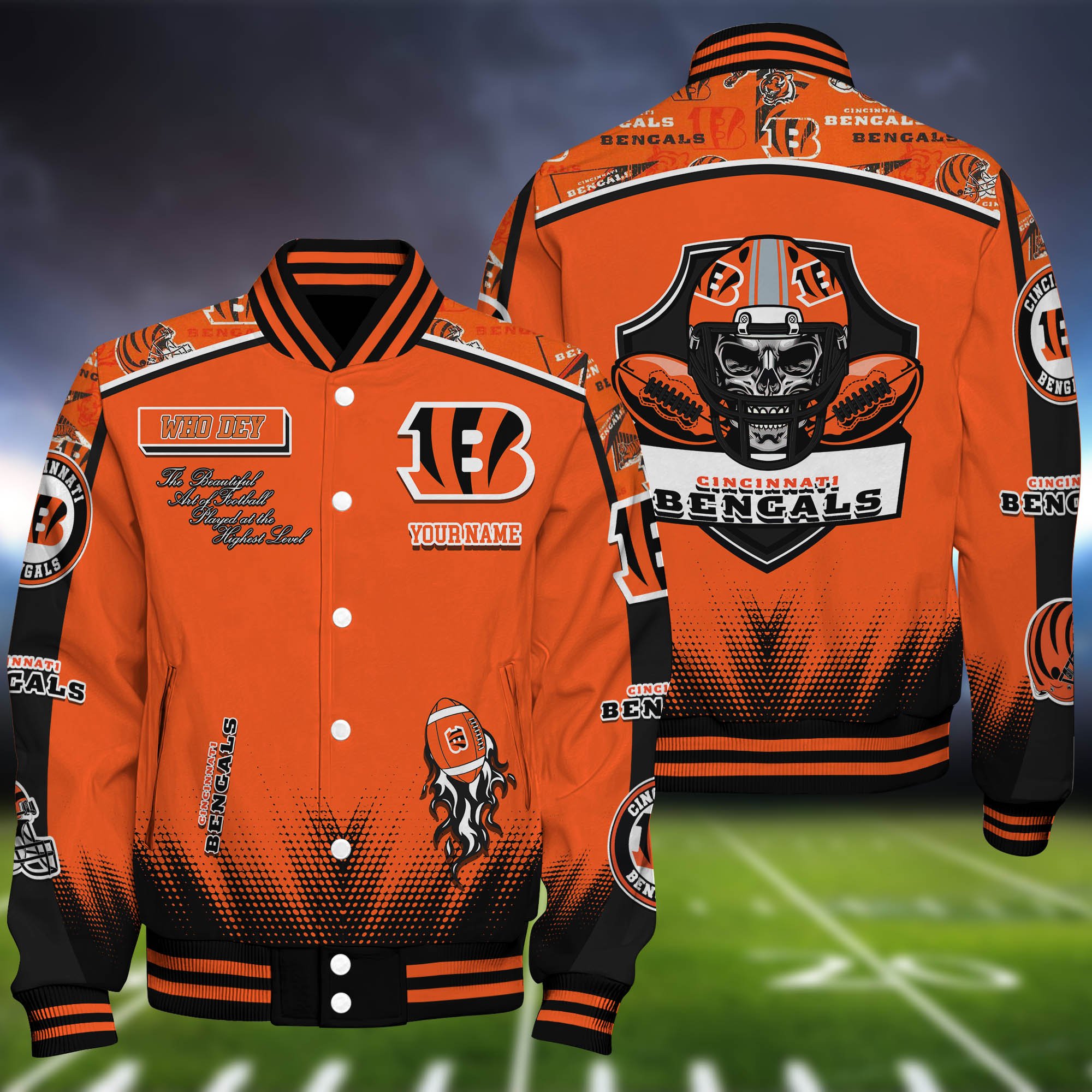 Cincinnati Bengals Baseball Jacket Personalized Your Name, Jackets For Sport Fans ETHY-0115486