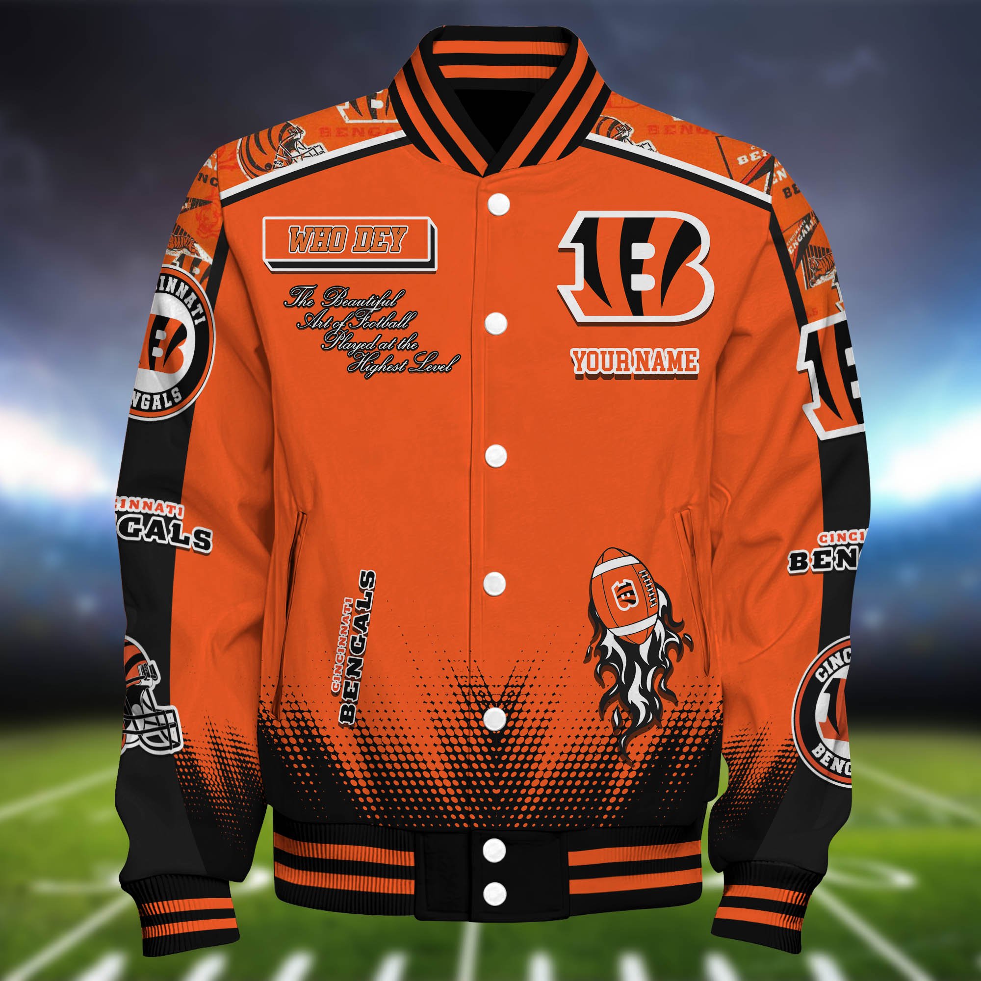 Alternative view of Cincinnati Bengals Baseball Jacket Personalized Your Name, Jackets For Sport Fans ETHY-0115486