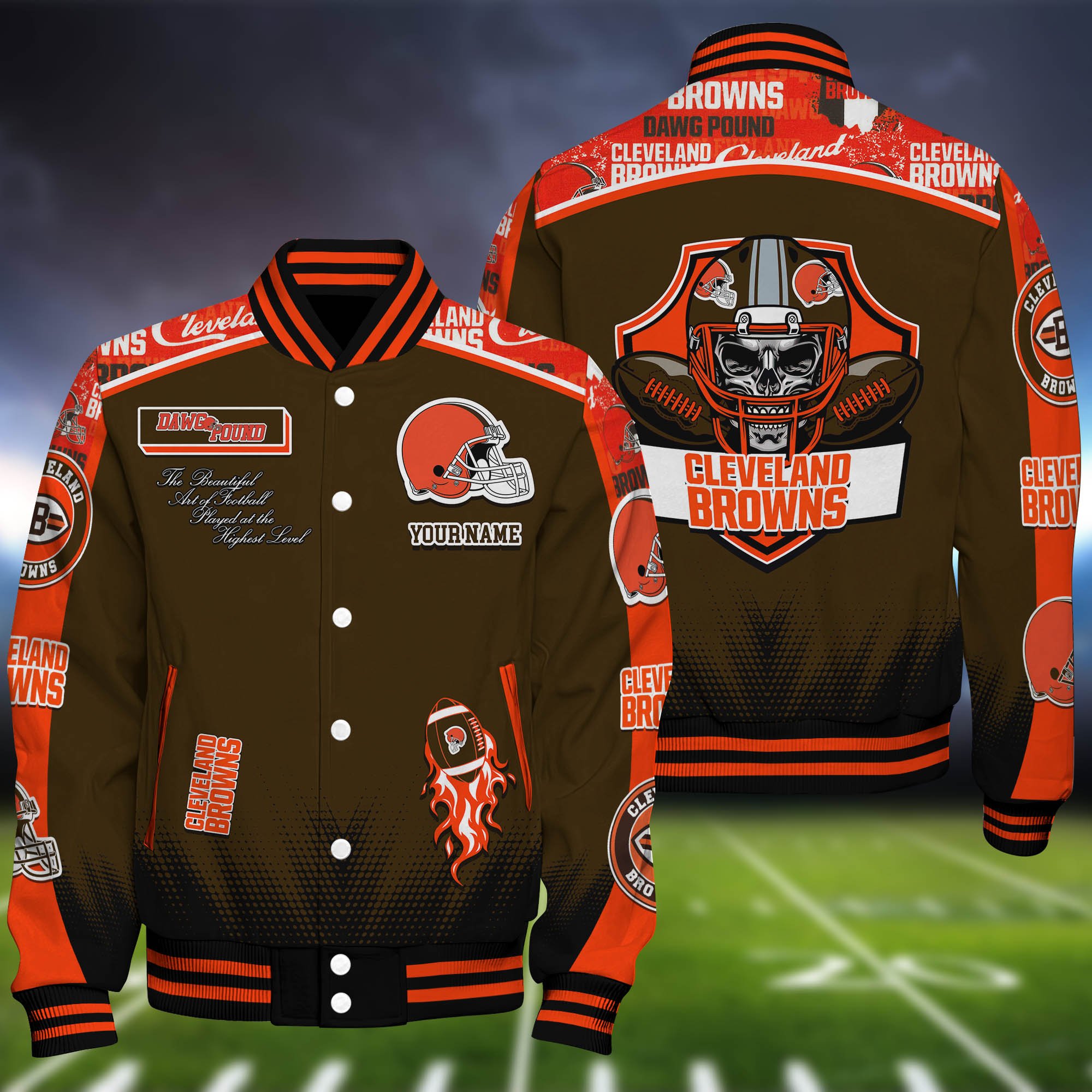 Cleveland Browns Baseball Jacket Personalized Your Name, Jackets For Sport Fans ETHY-0115486