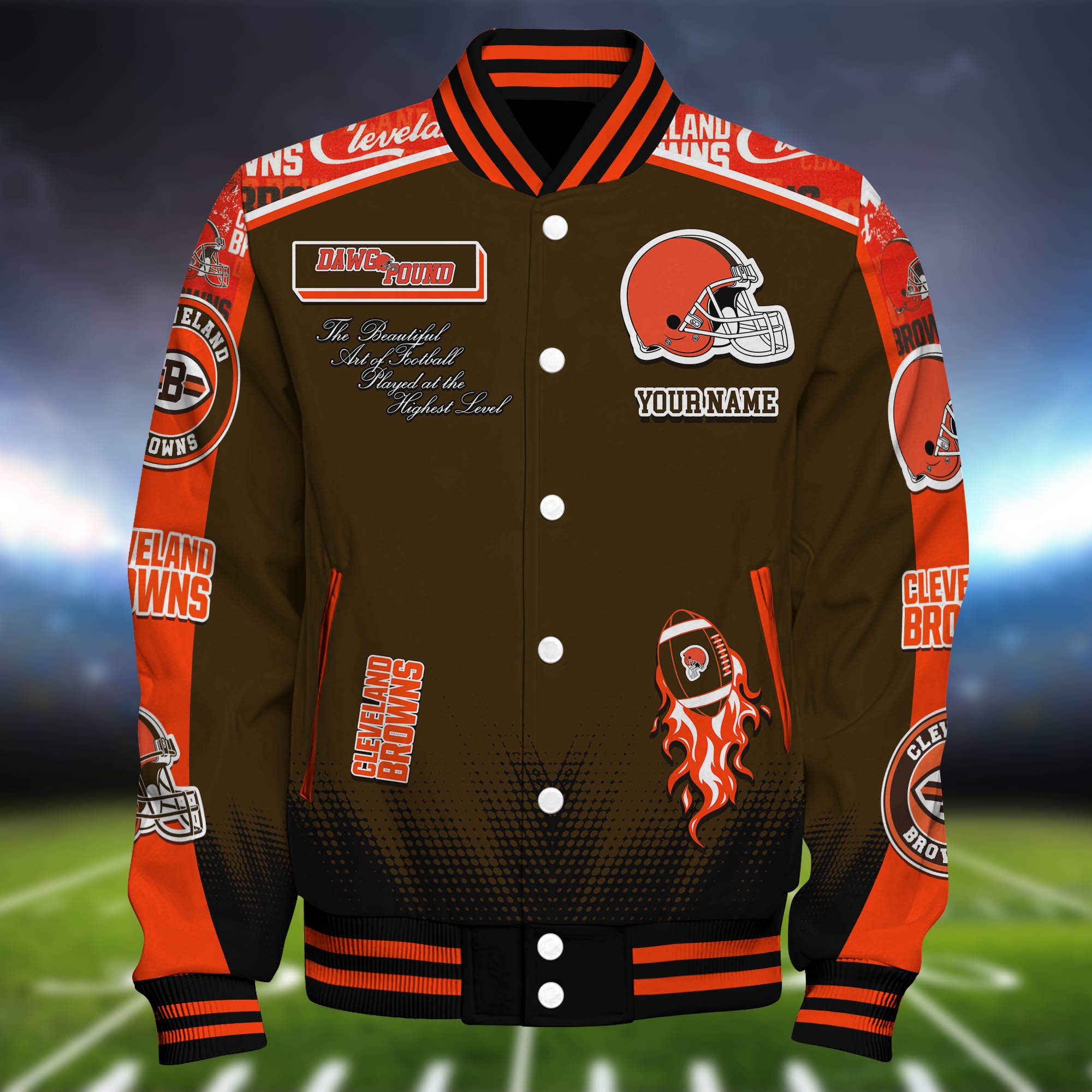 Alternative view of Cleveland Browns Baseball Jacket Personalized Your Name, Jackets For Sport Fans ETHY-0115486