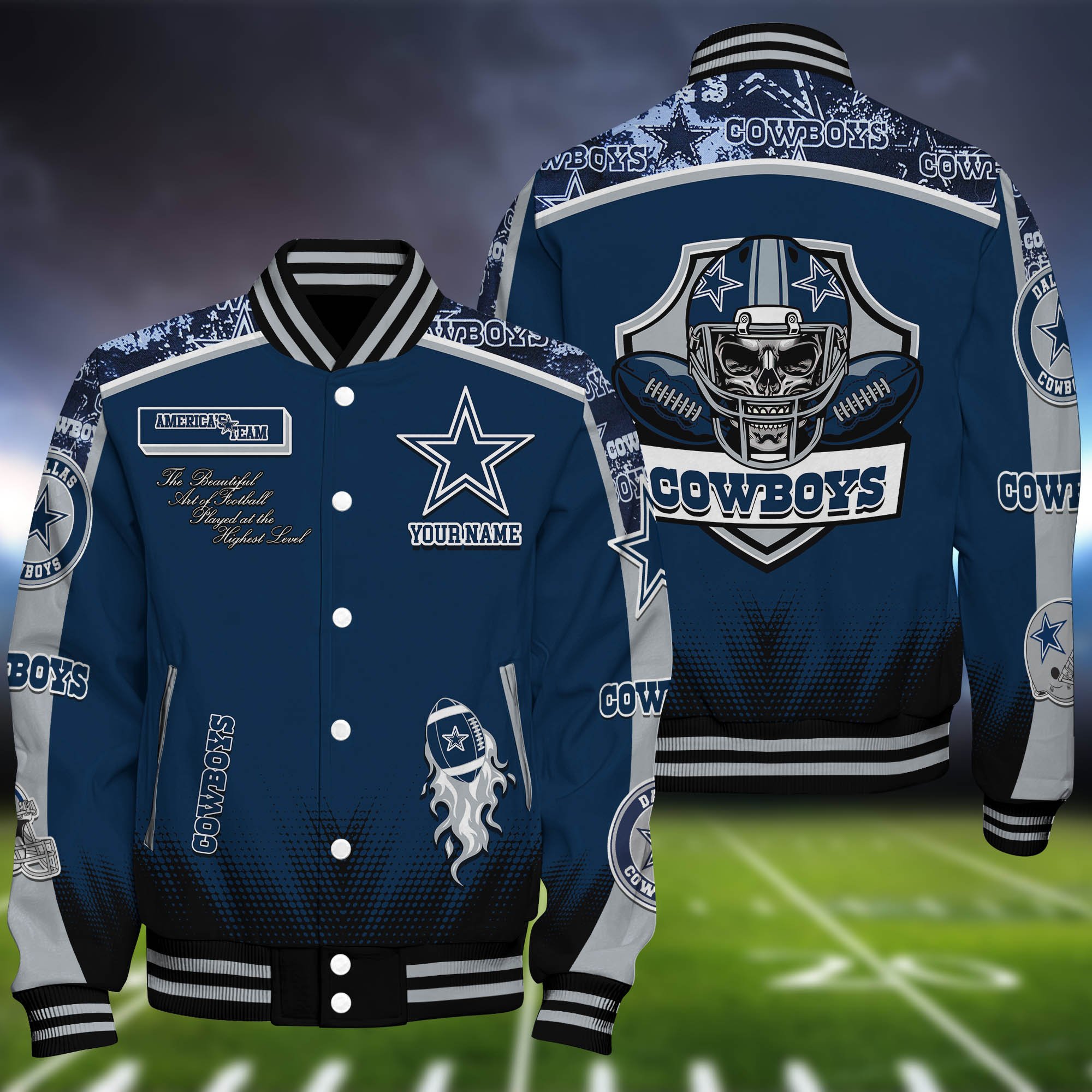 Dallas Cowboys Baseball Jacket Personalized Your Name, Jackets For Sport Fans ETHY-0115486