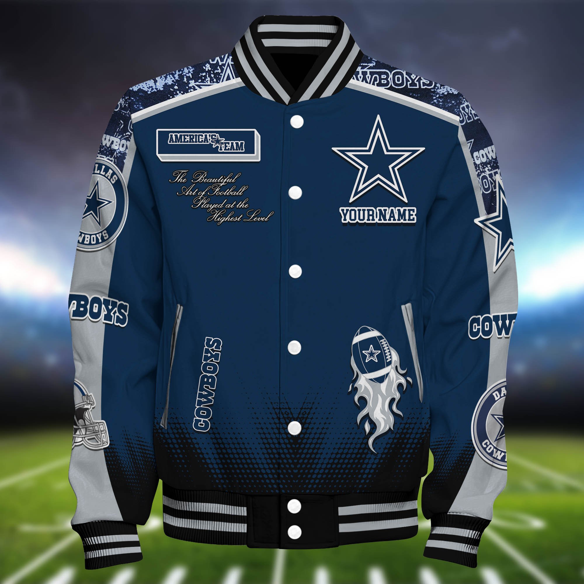Alternative view of Dallas Cowboys Baseball Jacket Personalized Your Name, Jackets For Sport Fans ETHY-0115486