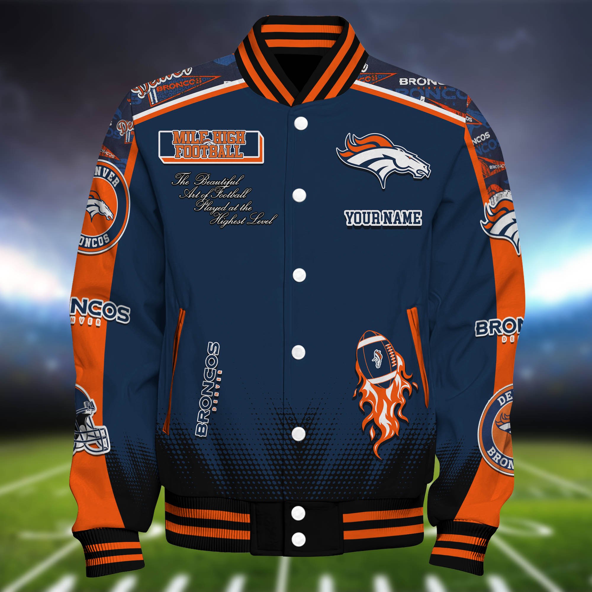 Alternative view of Denver Broncos Baseball Jacket Personalized Your Name, Jackets For Sport Fans ETHY-0115486