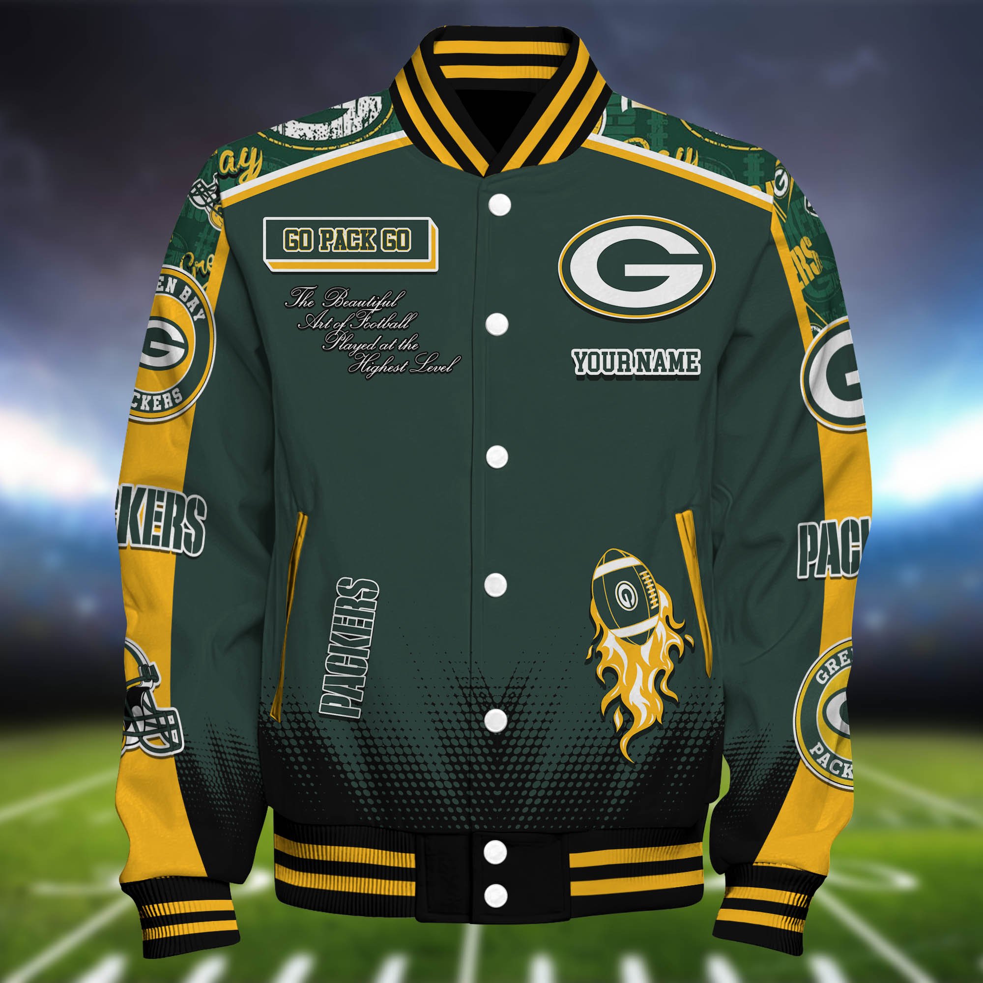 Alternative view of Green Bay Packers Baseball Jacket Personalized Your Name, Jackets For Sport Fans ETHY-0115486