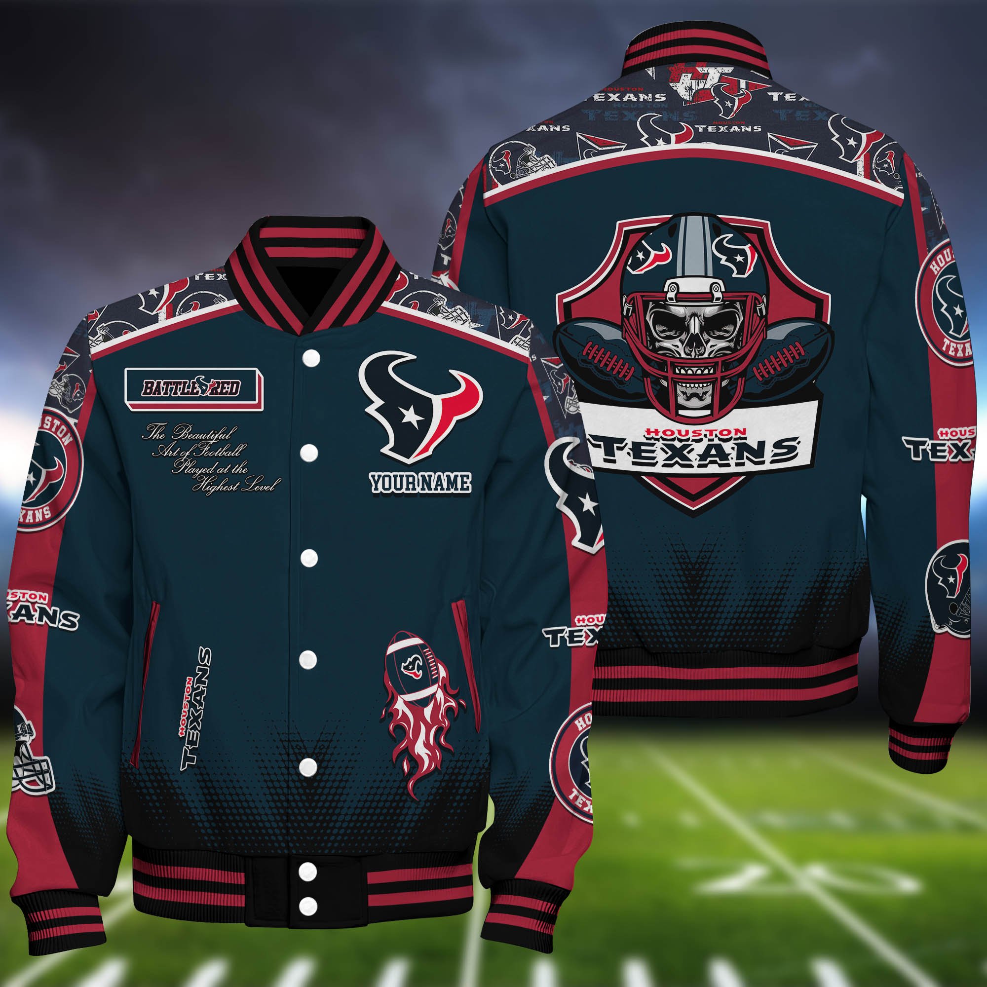 Houston Texans Baseball Jacket Personalized Your Name, Jackets For Sport Fans ETHY-0115486