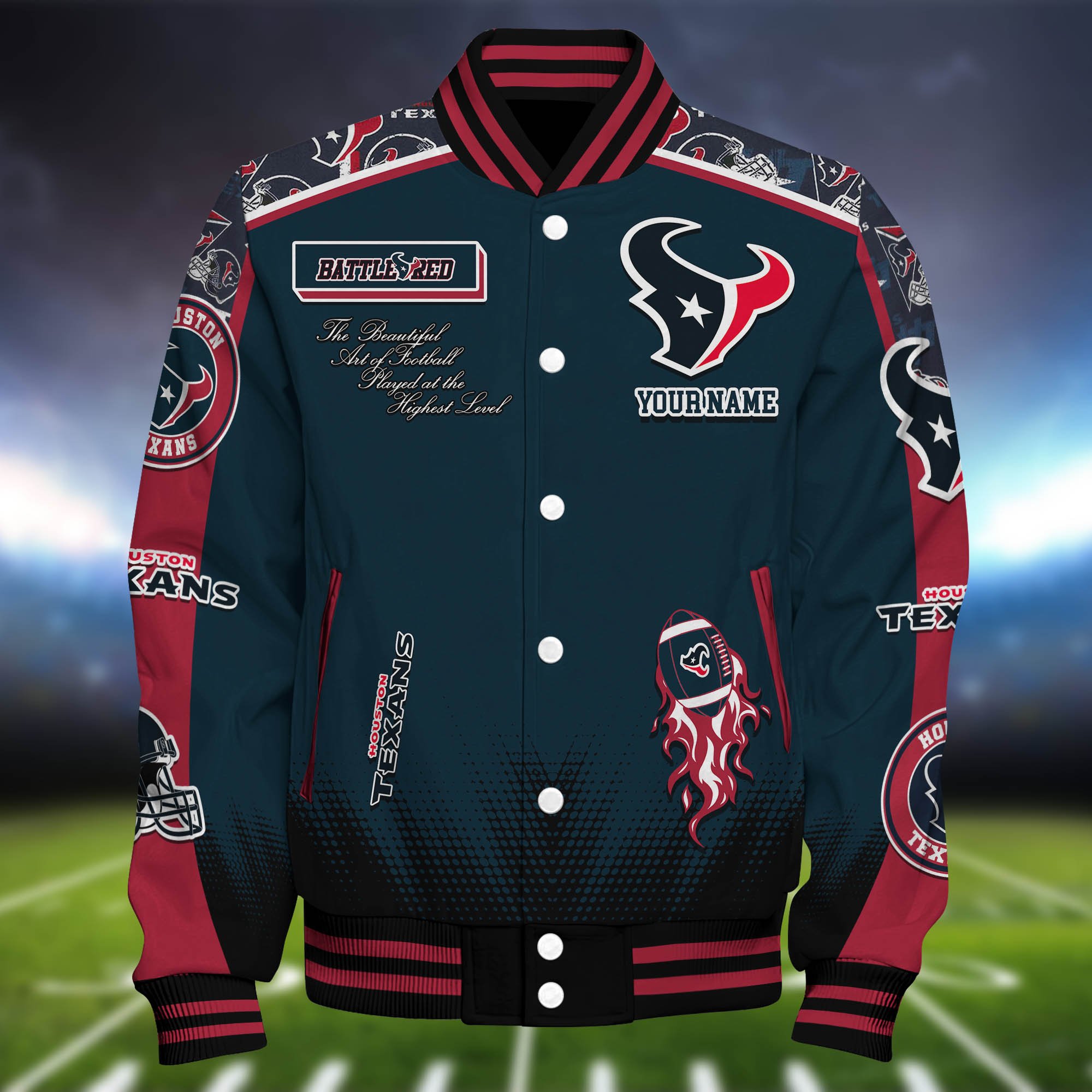 Alternative view of Houston Texans Baseball Jacket Personalized Your Name, Jackets For Sport Fans ETHY-0115486