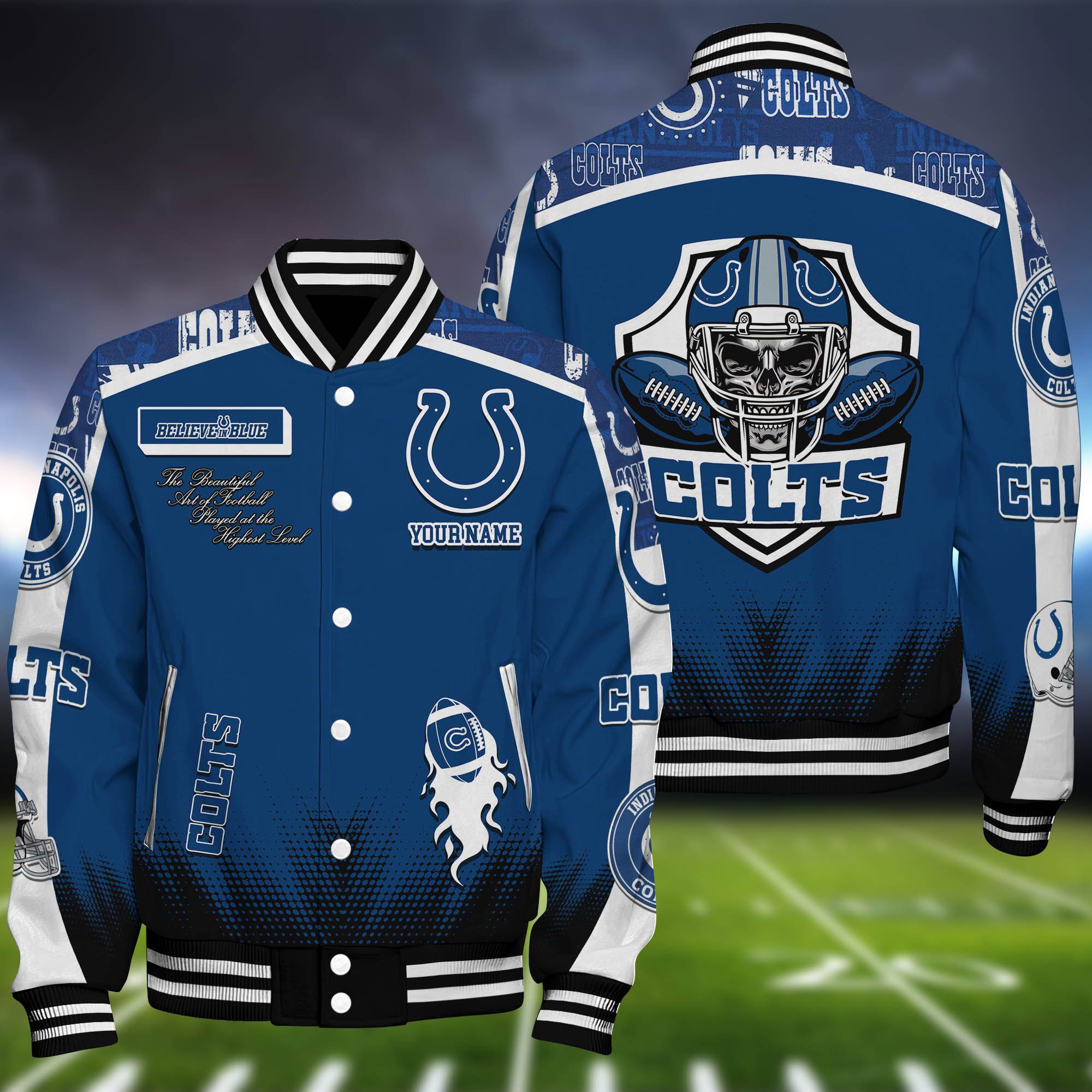 Indianapolis Colts Baseball Jacket Personalized Your Name, Jackets For Sport Fans ETHY-0115486